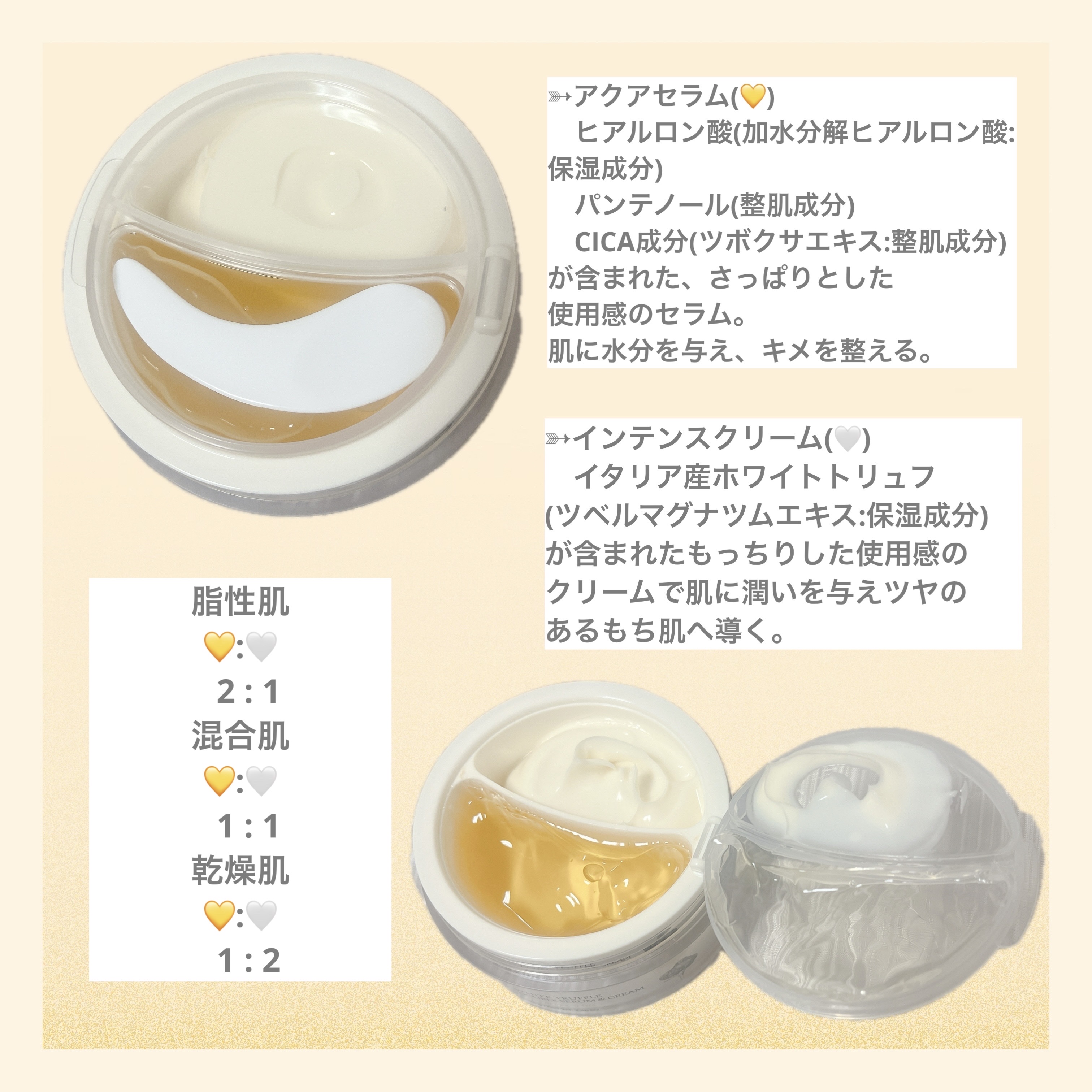 ホワイトトリュフダブルセラムアンドクリーム/ダルバ/フェイスクリームを使ったクチコミ（2枚目）