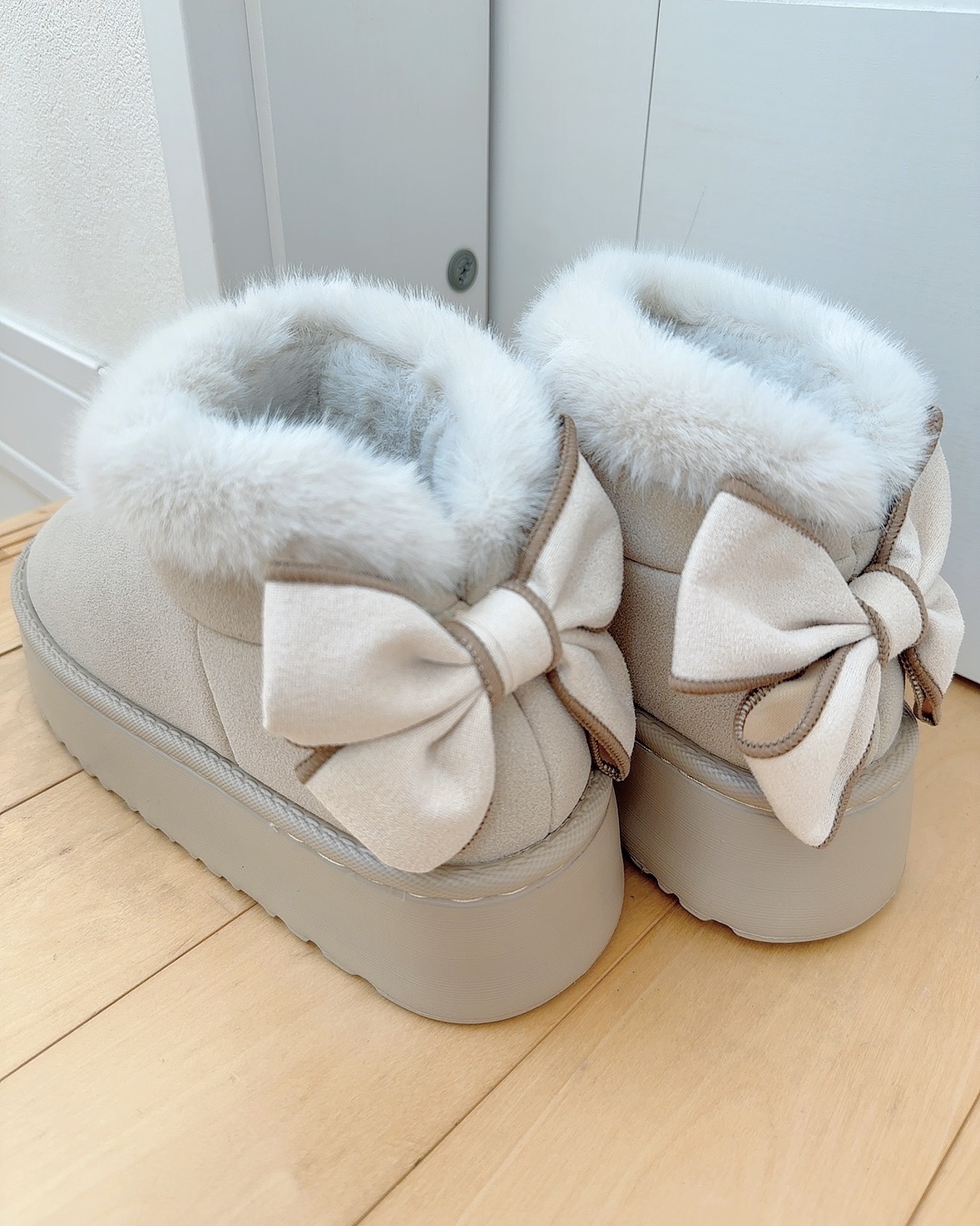 リボンデコレーション 裏地付き 滑り止め フラットカジュアルシューズ/SHEIN/その他を使ったクチコミ（2枚目）