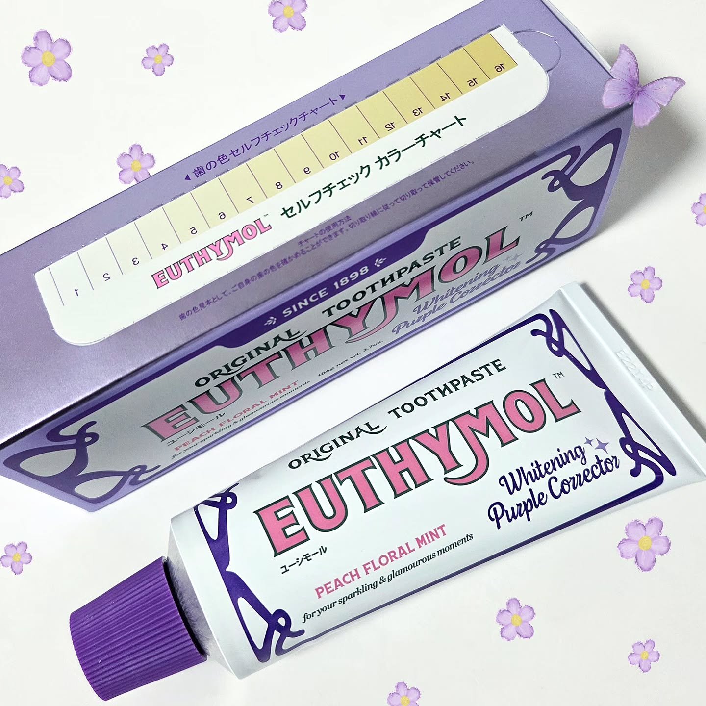 💜ホワイトニングパープル歯磨き粉
　
　
♡┈┈┈┈┈┈┈┈┈┈┈┈┈┈┈┈┈┈
　❏ 𝙴𝚄𝚃𝙷𝚈𝙼𝙾𝙻
　➼ 𝚆𝚑𝚒𝚝𝚎𝚗𝚒𝚗𝚐 𝙿𝚞𝚛𝚙𝚕𝚎 𝙲𝚘𝚛𝚛𝚎𝚌𝚝𝚘𝚛
　┈┈┈