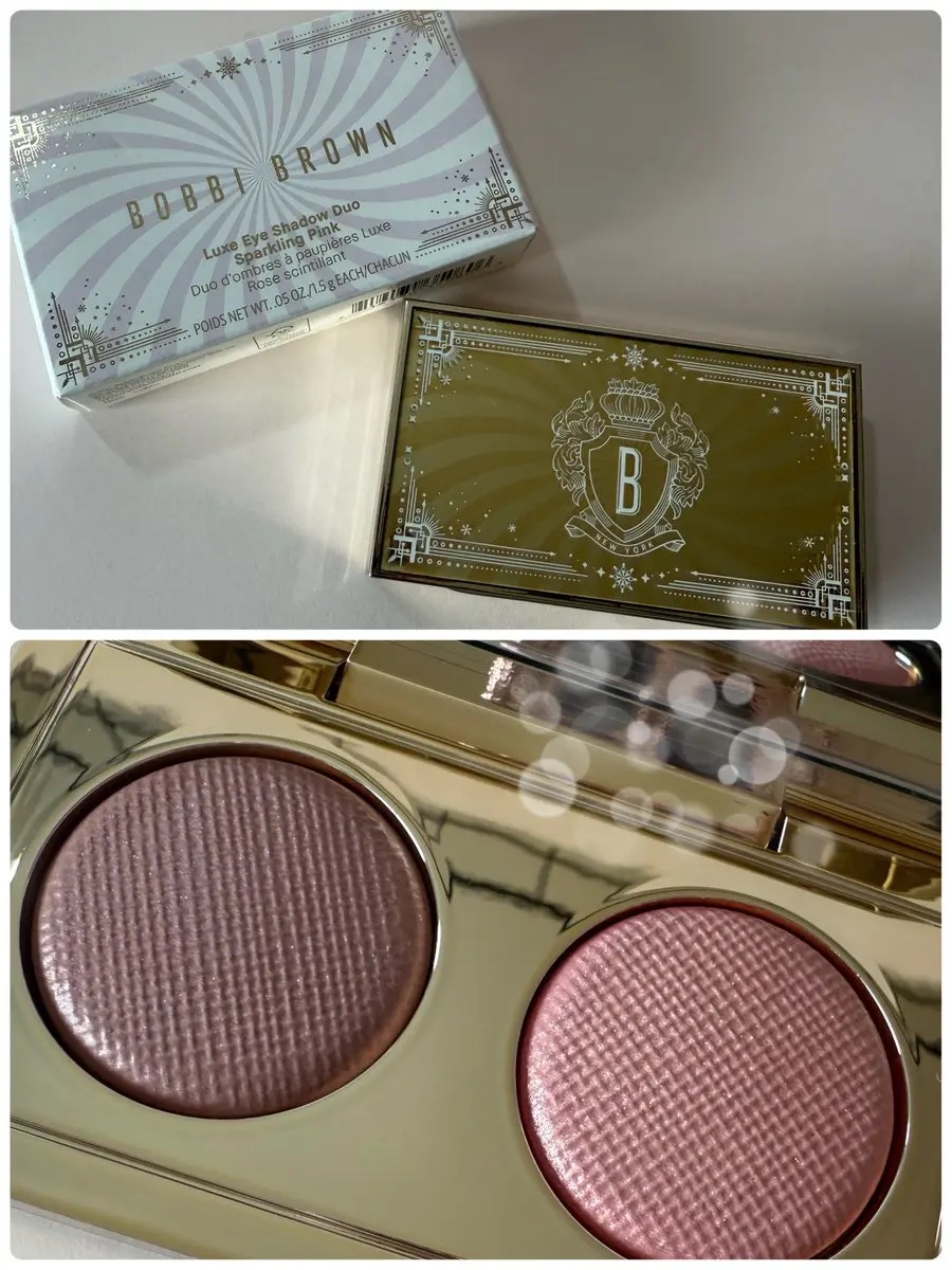 購入品✨
ボビィブラウン　ホリデー🎄❄
リュクスアイシャドウデュオ
スパークリングピンク🩷

大好きカラー💓
実物はもう少しモーブでもう少しサテン感じる色味✨
しばらくじーっくり眺めてから使う😍