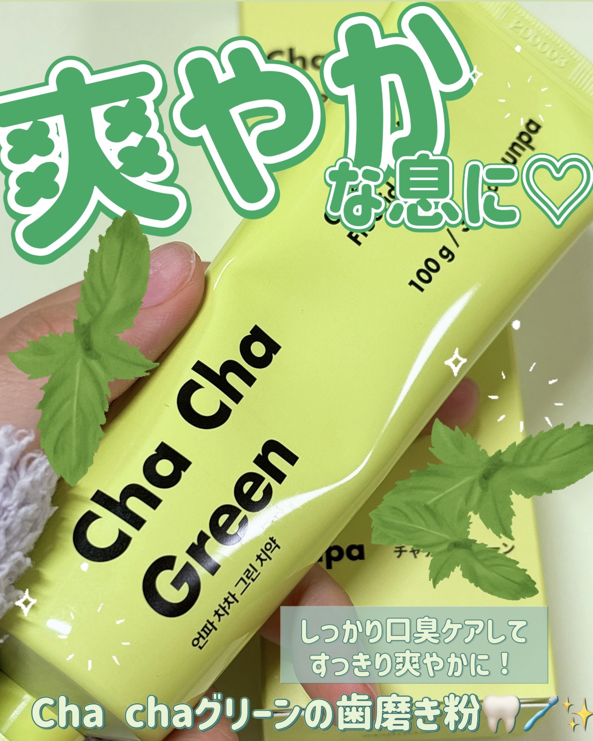Cha Cha Charcoal Vegan Greentea Toothpaste/chacha/歯磨き粉を使ったクチコミ（1枚目）