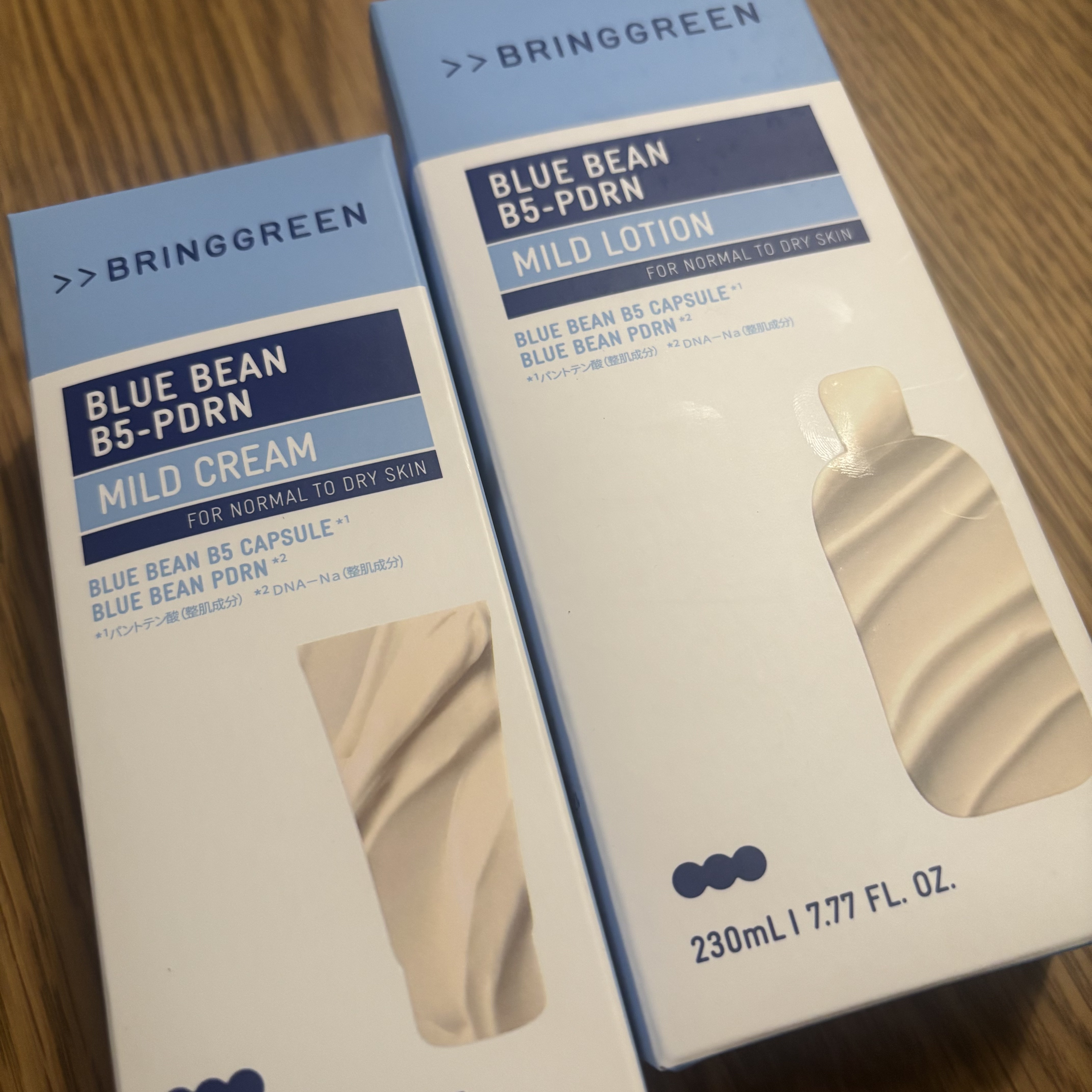 🌟ブルービーンB5-PDRN™マイルドローション
🌟ブルービーンB5-PDRN™マイルドクリーム

軽やかな使用感で毎日使いやすい！

ローションは伸びが良いテクスチャーでもっちりとした仕上がりに。

クリームはこっくりとしたテクスチャ