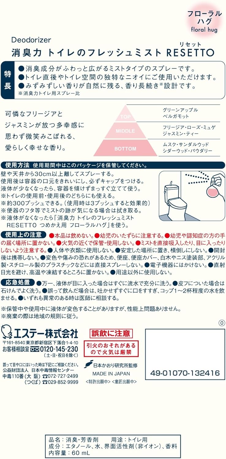 消臭力 トイレのフレッシュミストRESETTO エステー