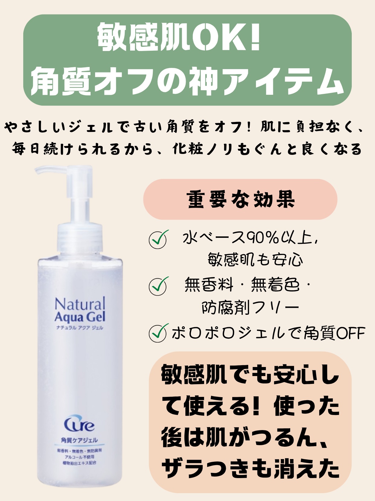 ナチュラルアクアジェル/Cure/ピーリングを使ったクチコミ（1枚目）