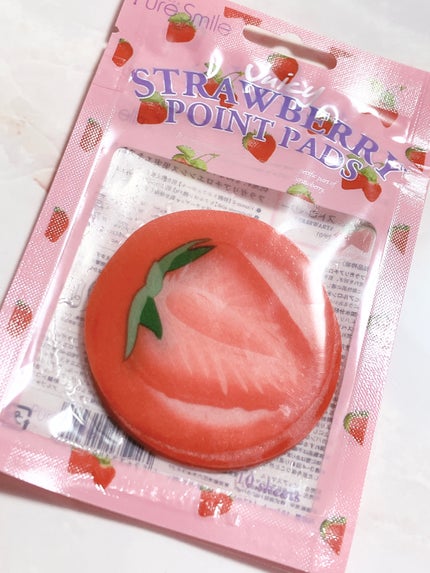 Pure Smile ジューシーフルーツ ポイントパッド ストロベリーのクチコミ「
◎頬やおでこにちょうどいいかわいいパック
◎顔だけでなく肘や膝など身体にも使える
✖️水分感.....」(1枚目)