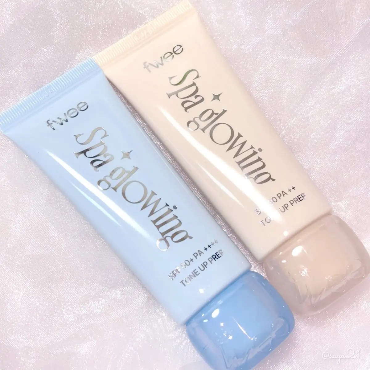 fweeから初の下地が登場🪄🫧

⚜️fwee
スパグロウUVトーンアップベース
01 グロウ / 02 リッチグロウ

どちらもこれからの季節にぴったりなうるおいタイプで､水分感/トーンアップ/毛穴カバー/UVケア/持続力/テクスチャ