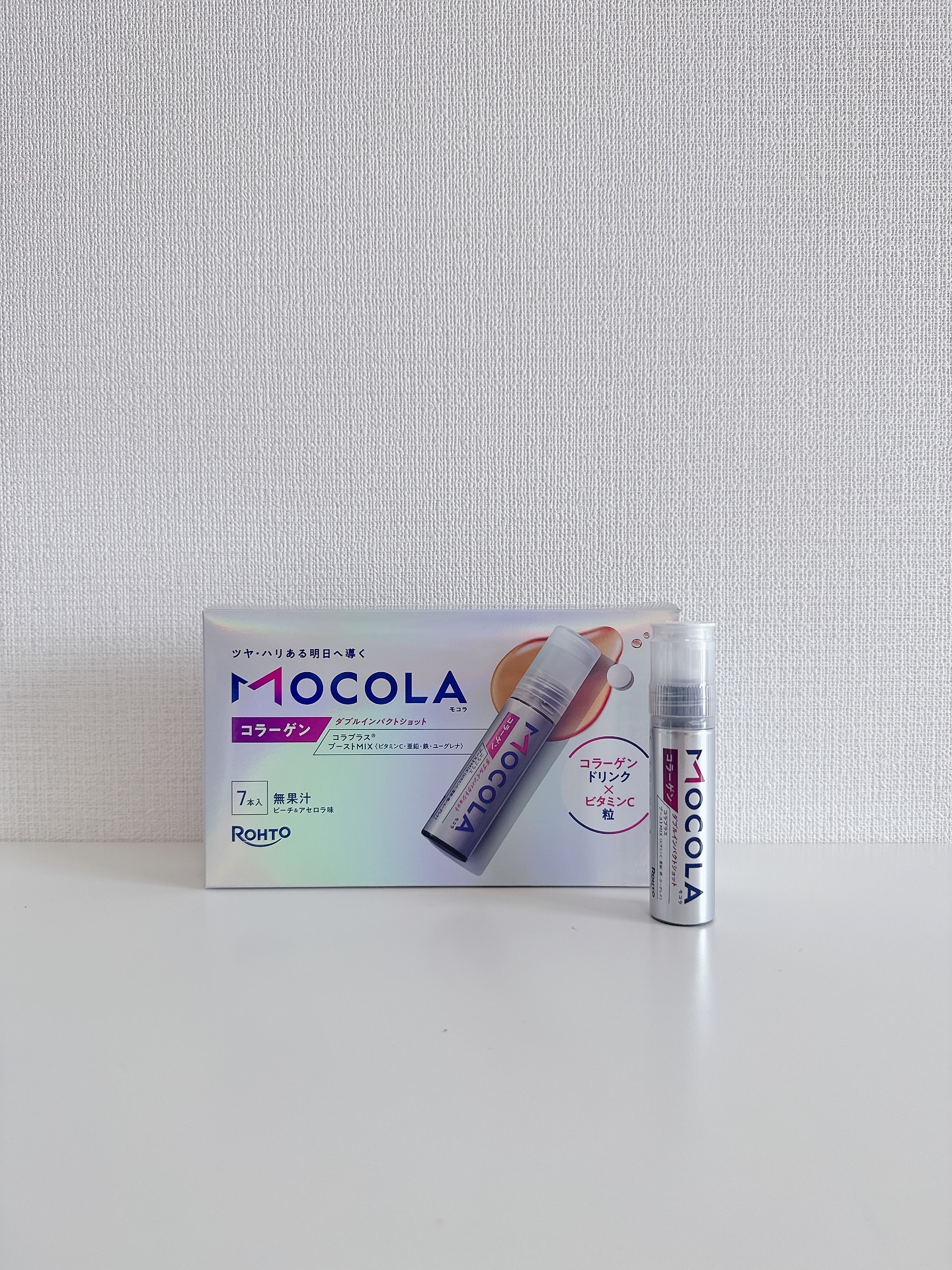 item▷#MOCOLA #モコラダブルインパクトショット

ビタミンC・亜鉛・鉄・ユーグレナの粒状サプリを
コラーゲンドリンクで摂取する美容サプリメント。

そのほかにもセラミドやローヤルゼリーなど
美容に嬉しい成分が複数配合されており、