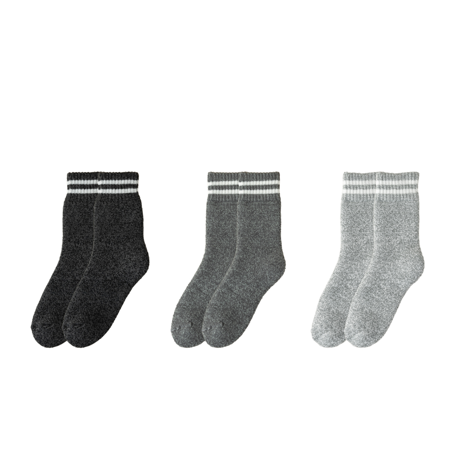 靴下 3足組 緑黒+緑灰+ライトグレー