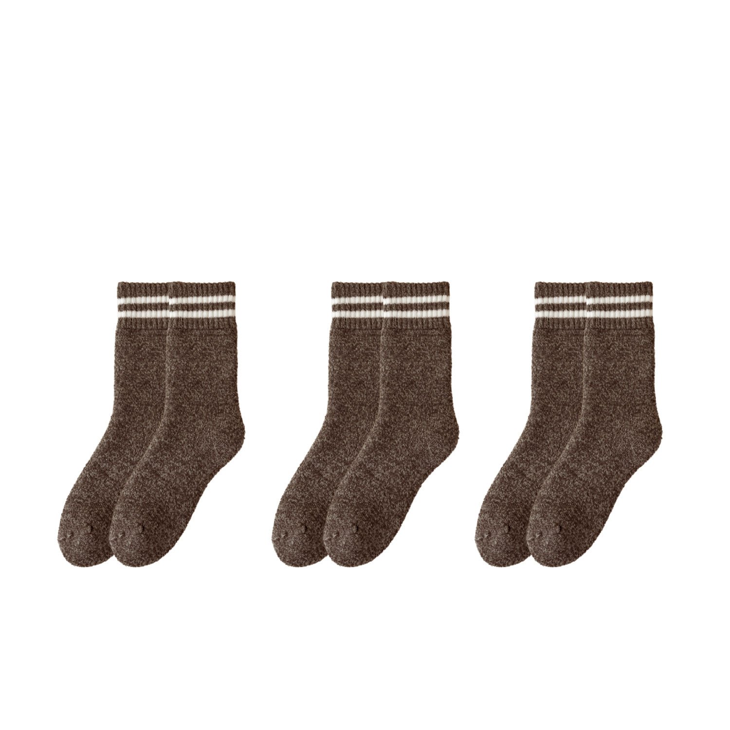 靴下 3足組 ブラウン