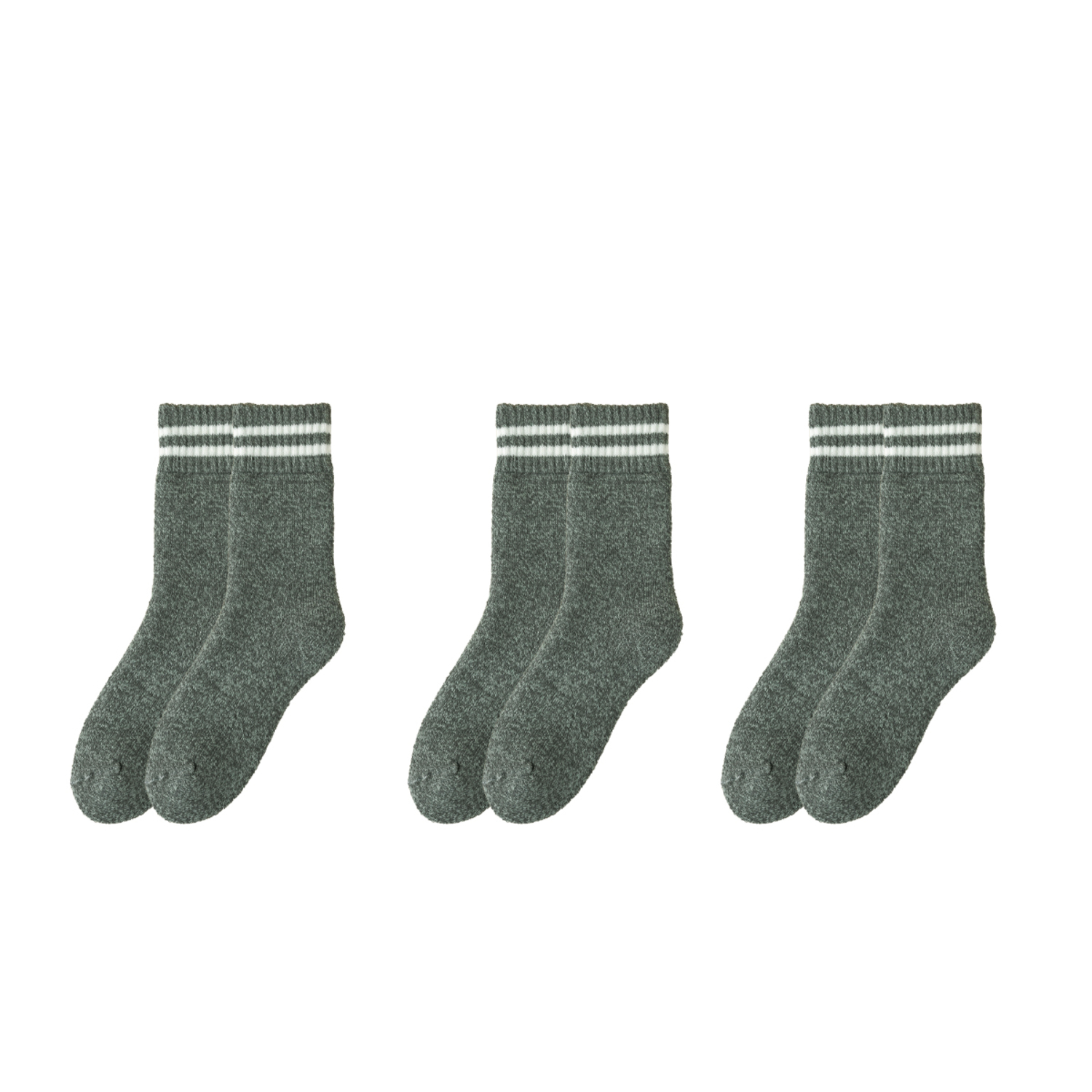 靴下 3足組 緑灰