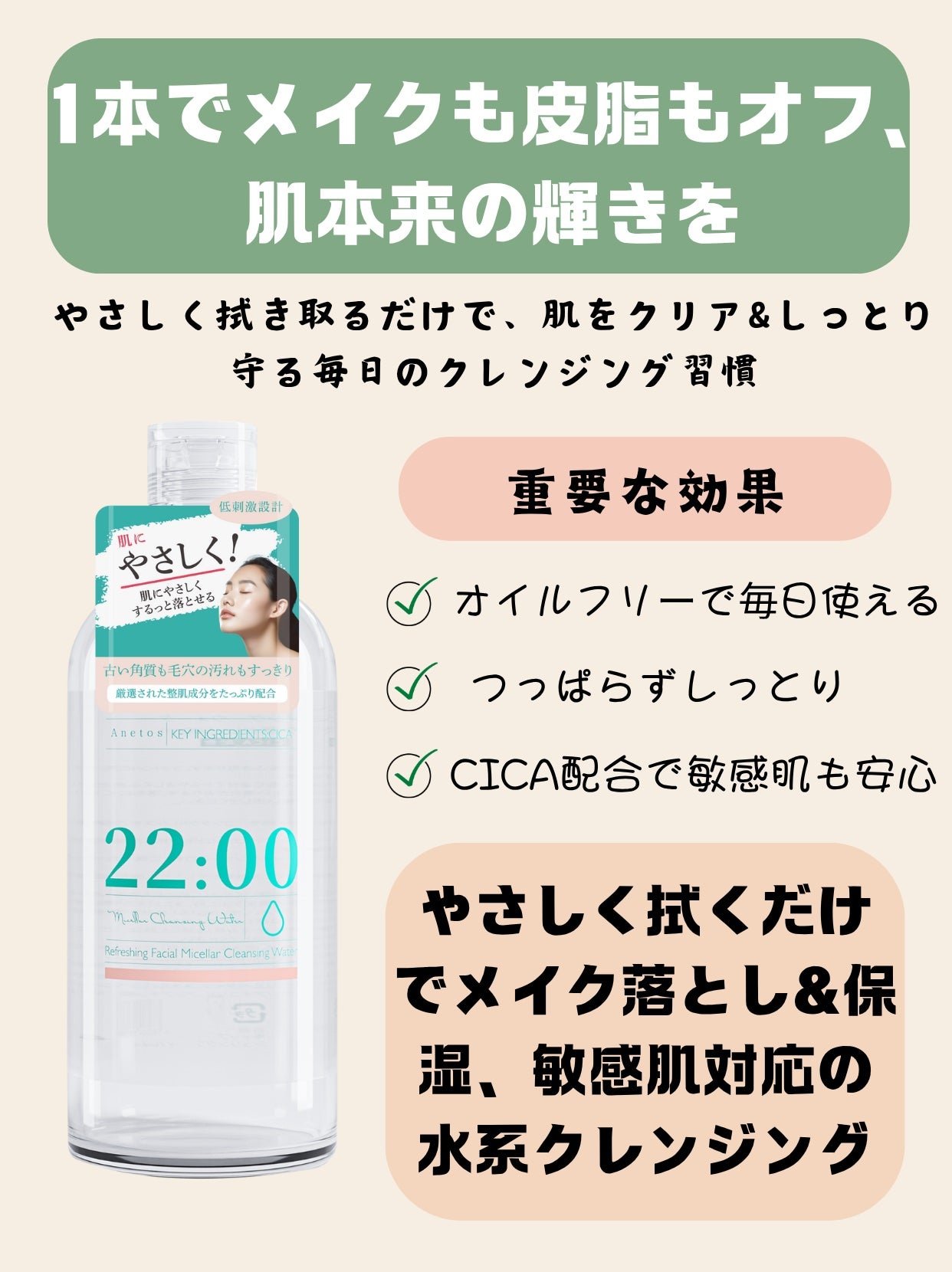 アネトス リフレッシング フェイシャル マイセラー クレンジング ウォーター /Anetos/クレンジングウォーターを使ったクチコミ(1枚目)