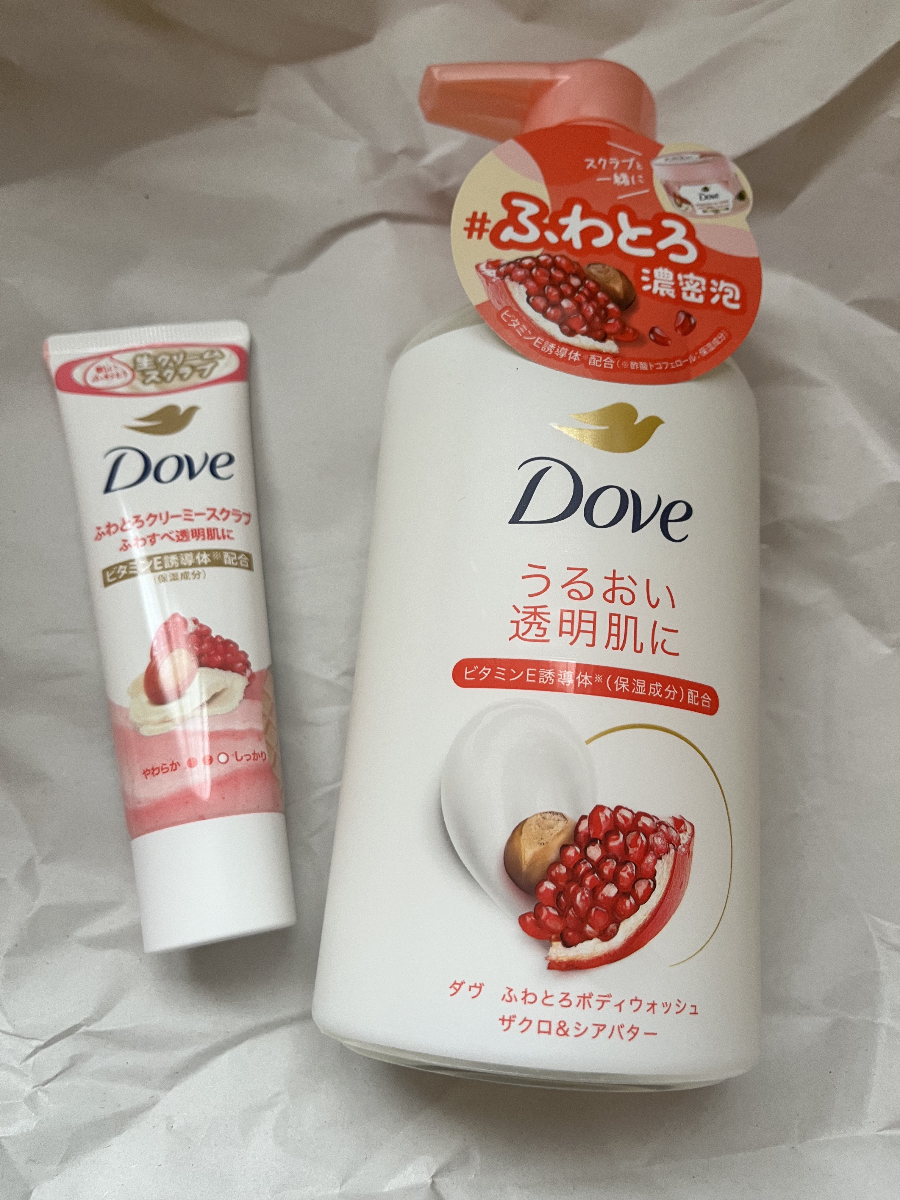 ダヴ ふわとろクリーミースクラブ ザクロ＆シアバター/ダヴ/ボディスクラブを使ったクチコミ（1枚目）