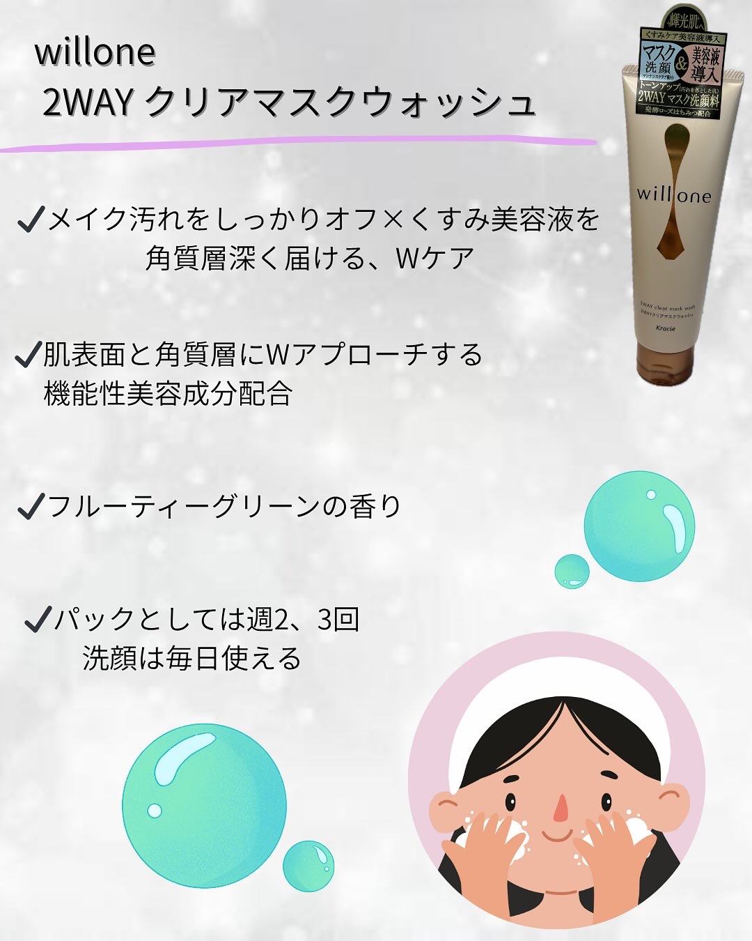 willone ２ＷＡＹクリアマスクウォッシュ/クラシエ/その他洗顔料を使ったクチコミ（2枚目）