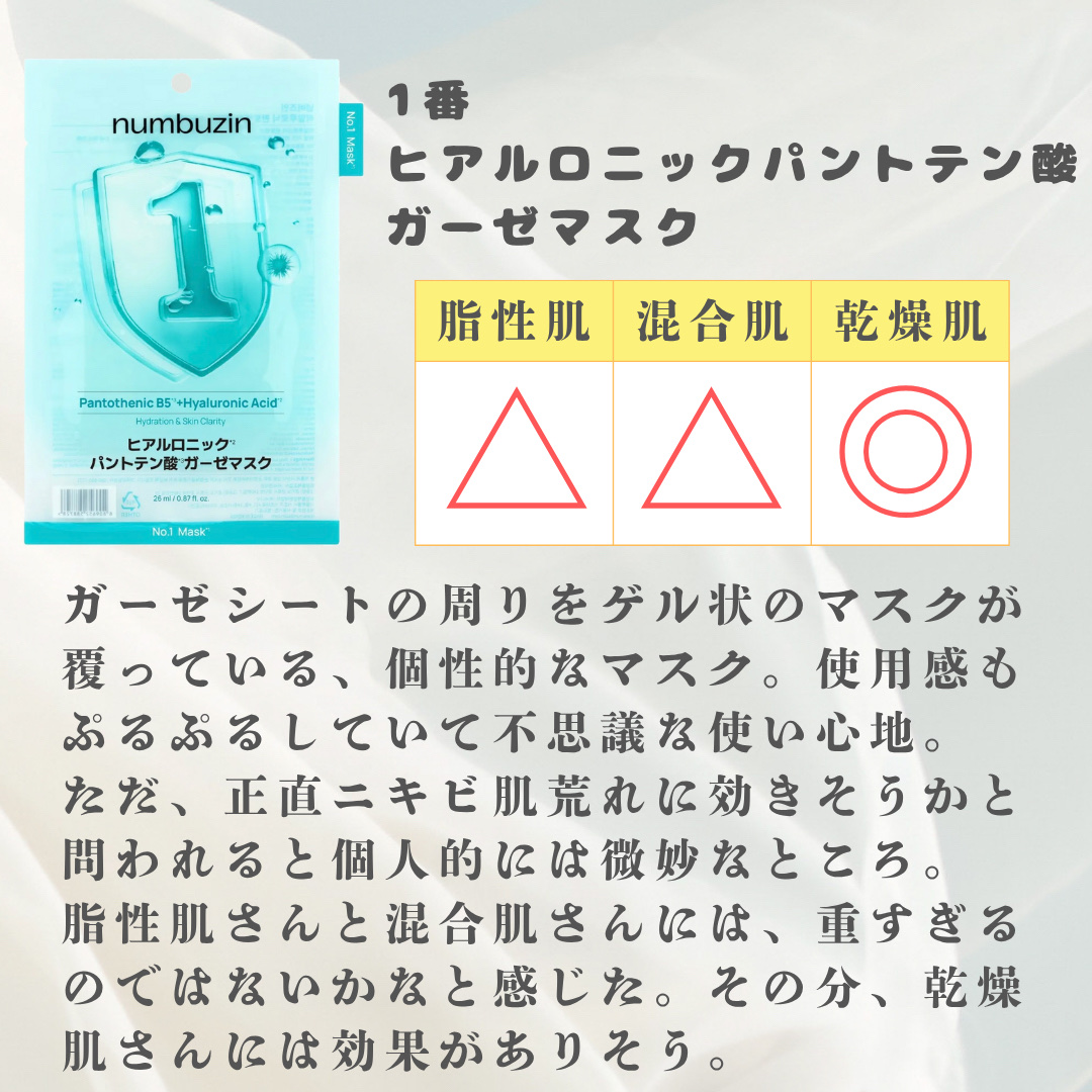 numbuzin 2番 うるもち65％コラーゲンシートマスクのクチコミ「⚪️迷ったらコレ！numbuzin肌タイプ別一覧⚪️


numbuzinのシートマスクから個.....」（2枚目）