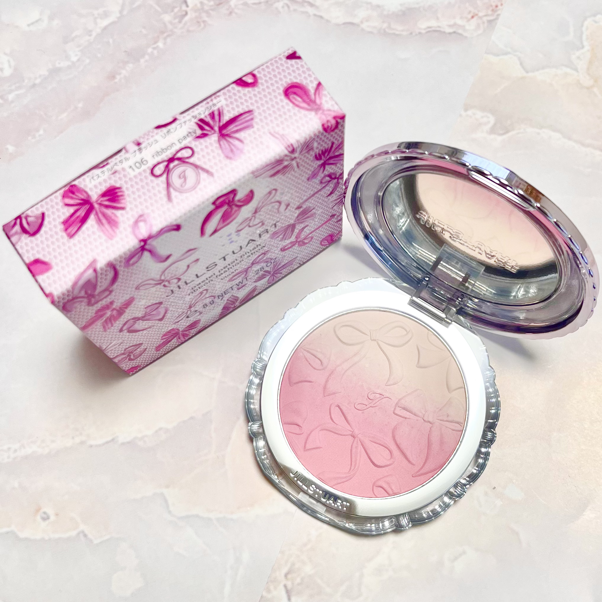 ジルスチュアート　パステルペタル ブラッシュ 106 ribbon party（限定色）/JILL STUART/パウダーチークを使ったクチコミ（2枚目）