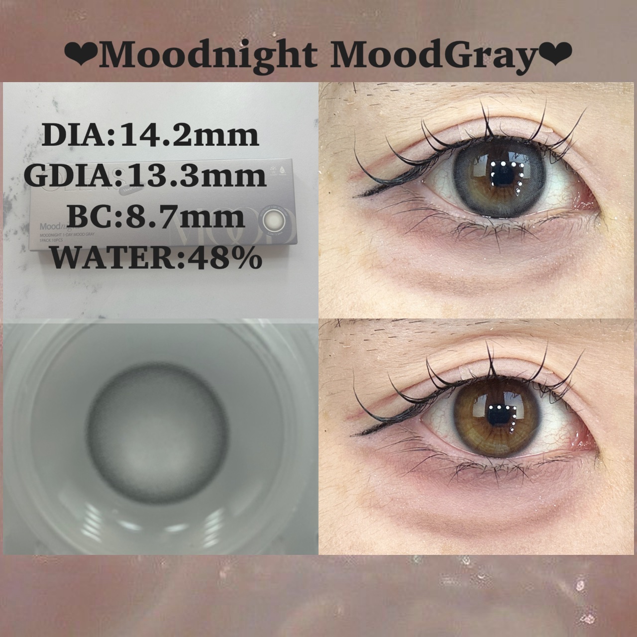 OLENS Moodnight 1Monthのクチコミ「@OLENS様から頂きました🙇🏻‍♀️
𓂃𓂃𓂃𓂃𓂃𓂃𓂃𓂃𓂃𓂃𓂃𓂃
⸜大人可愛いアッシュ系カラコ.....」（3枚目）