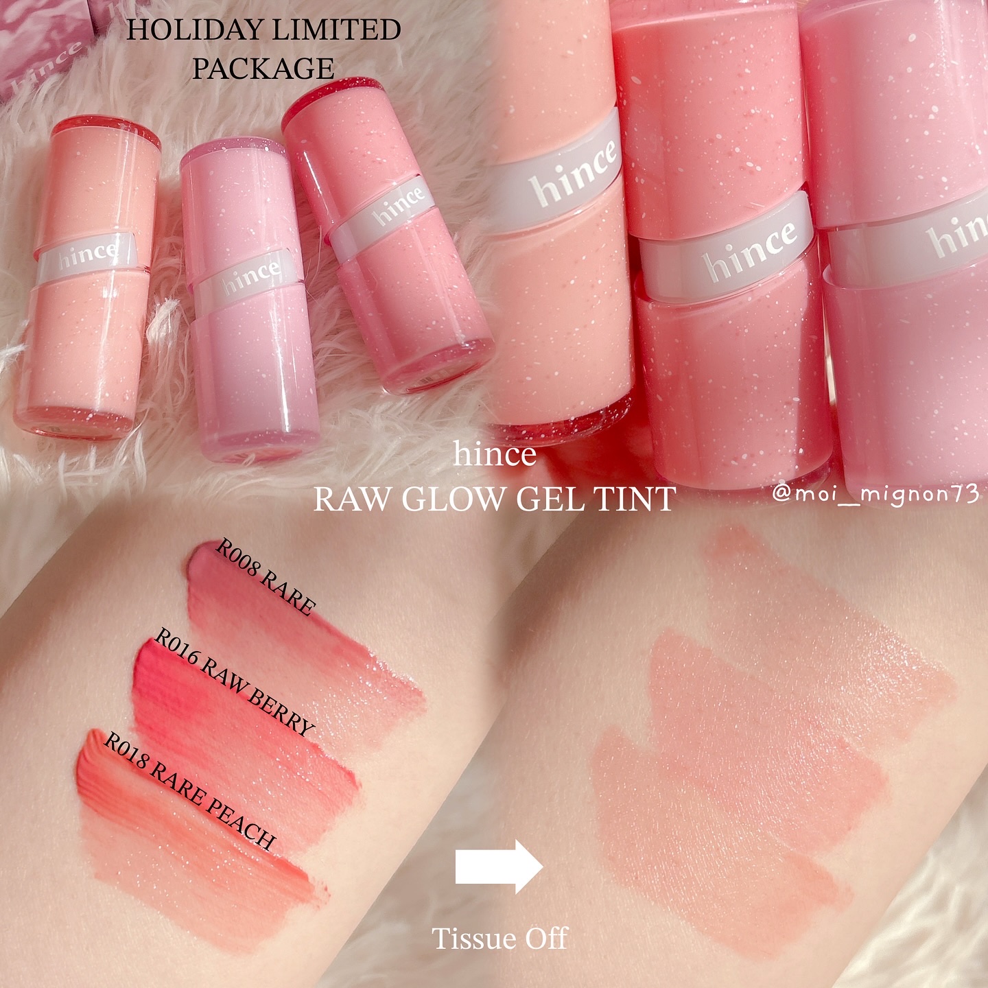 ロウグロウジェルティント R008 レア(ホリデー限定パッケージ)/hince/リップティントを使ったクチコミ（3枚目）