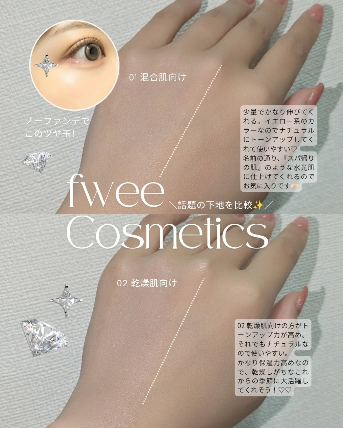 スパグロウUVトーンアップベース/fwee/化粧下地を使ったクチコミ(2枚目)