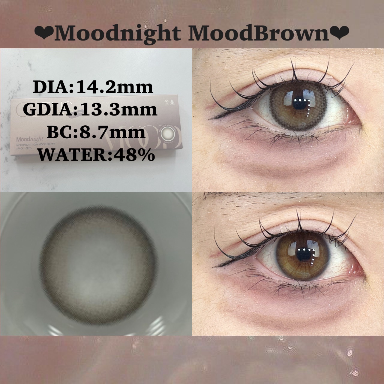 OLENS Moodnight 1Monthのクチコミ「@OLENS様から頂きました🙇🏻‍♀️
𓂃𓂃𓂃𓂃𓂃𓂃𓂃𓂃𓂃𓂃𓂃𓂃
⸜大人可愛いアッシュ系カラコ.....」（2枚目）