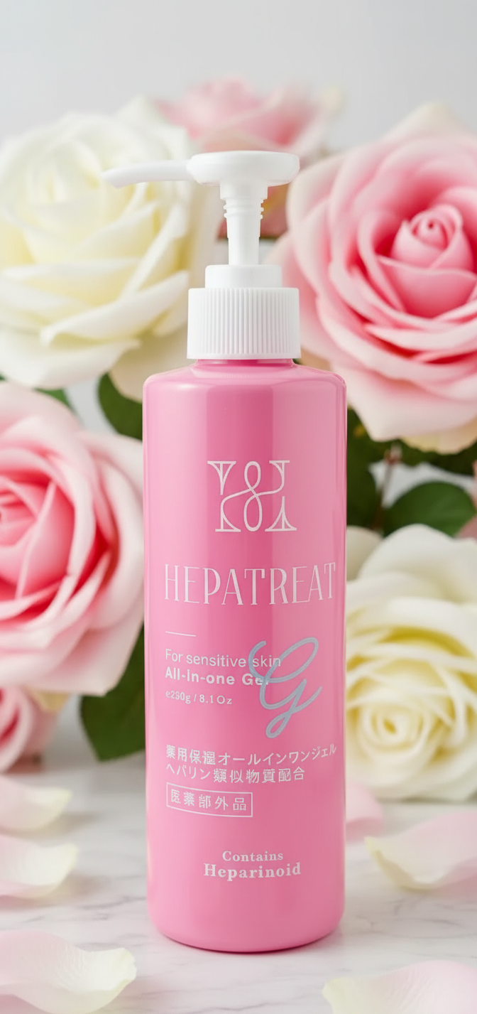 リニューアルした
へパトリート薬用保湿 オールインワンジェル [医薬部外品]
を使ってみました。

使用感（実際に使ってみて）
テクスチャー

乳白色でぷるぷるしたジェル。手に取るとみずみずしく、伸ばすとスーッと広がる質感です。

肌にのせ