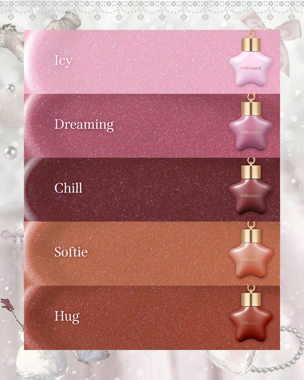 Milk Touch オーナメント プリズム シャイン パール グロスのクチコミ「𓊆ྀི  ミルクタッチ 新作！！  𓊇ྀི



パケ大勝利すぎる！！！！


星型オーナメン.....」（3枚目）