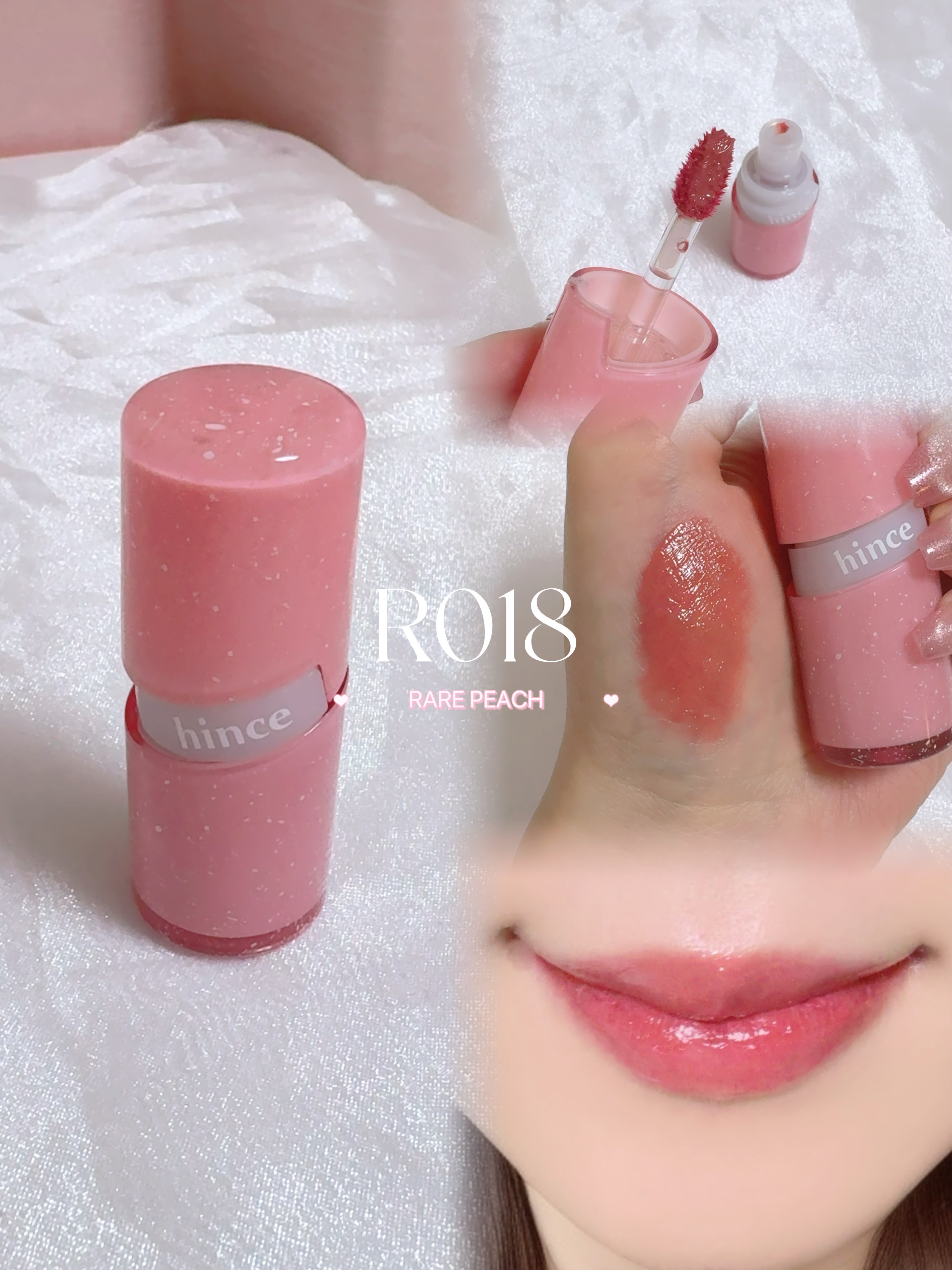 ロウグロウジェルティント R018 レアピーチ（ミニ）/hince/リップティントを使ったクチコミ（1枚目）