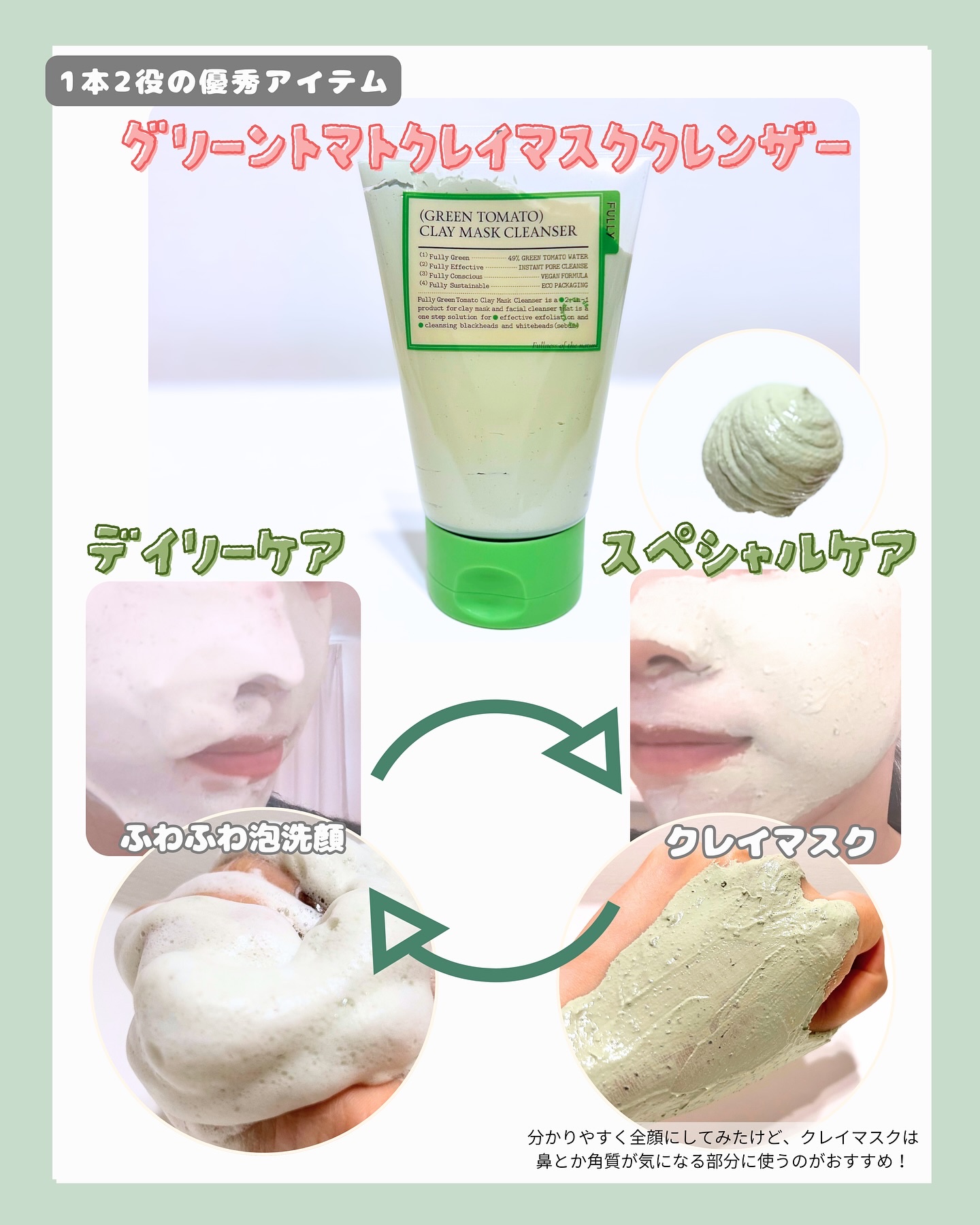 グリーントマトクレイマスククレンザー/FULLY/洗い流すパック・マスクを使ったクチコミ（2枚目）