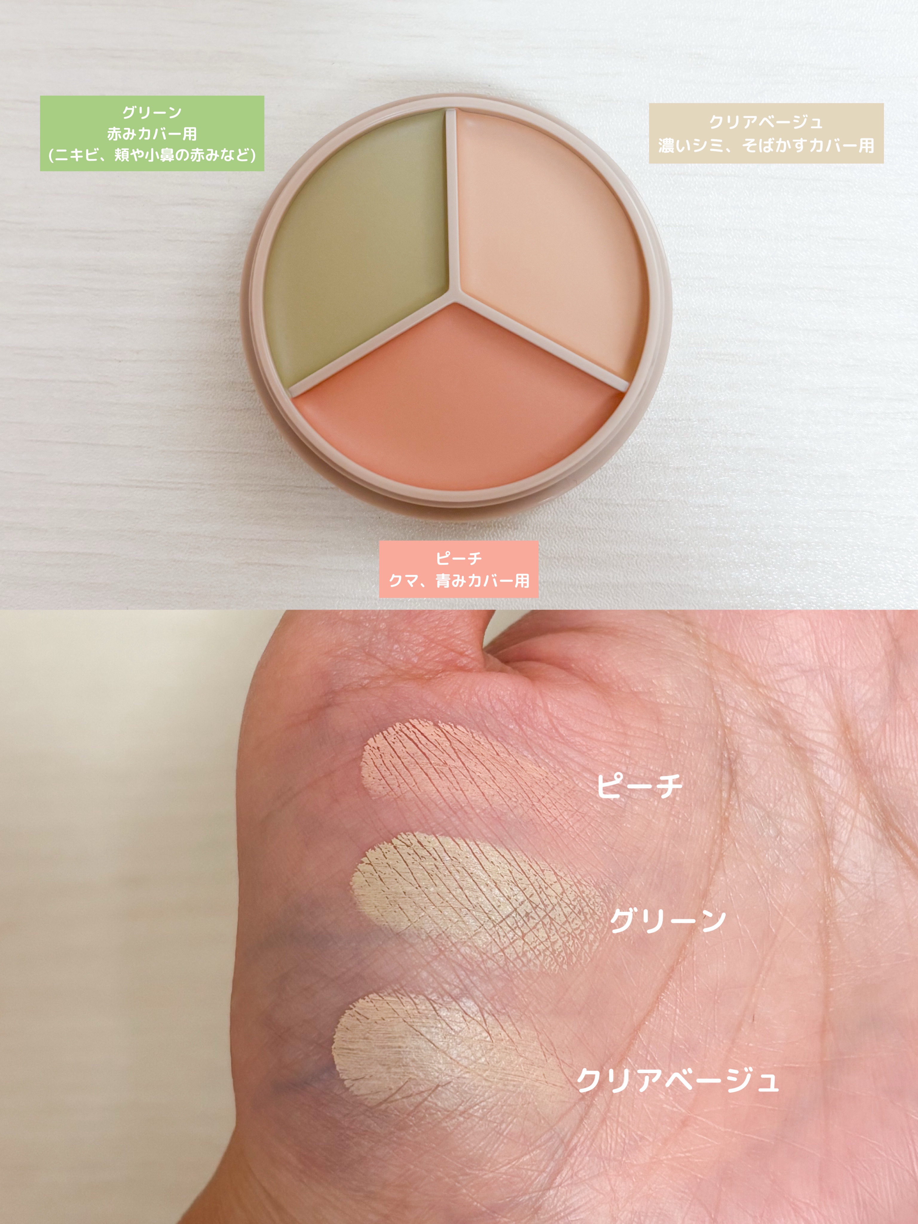 カバーパーフェクション トリプル ポット コンシーラー/the SAEM/パレットコンシーラーを使ったクチコミ（2枚目）