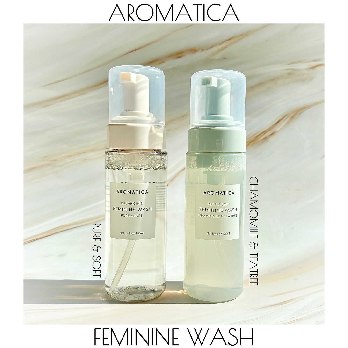  韓国オリーブヤングフェミニンケア部門
3年連続第1位受賞（2023年～2025年）

AROMATICA / アロマティカ 
⚫︎フェミニンウォッシュ ピュア&ソフト ⚫︎フェミニンウォッシュ ピュア&ソフト カモミール&ティーツリー

