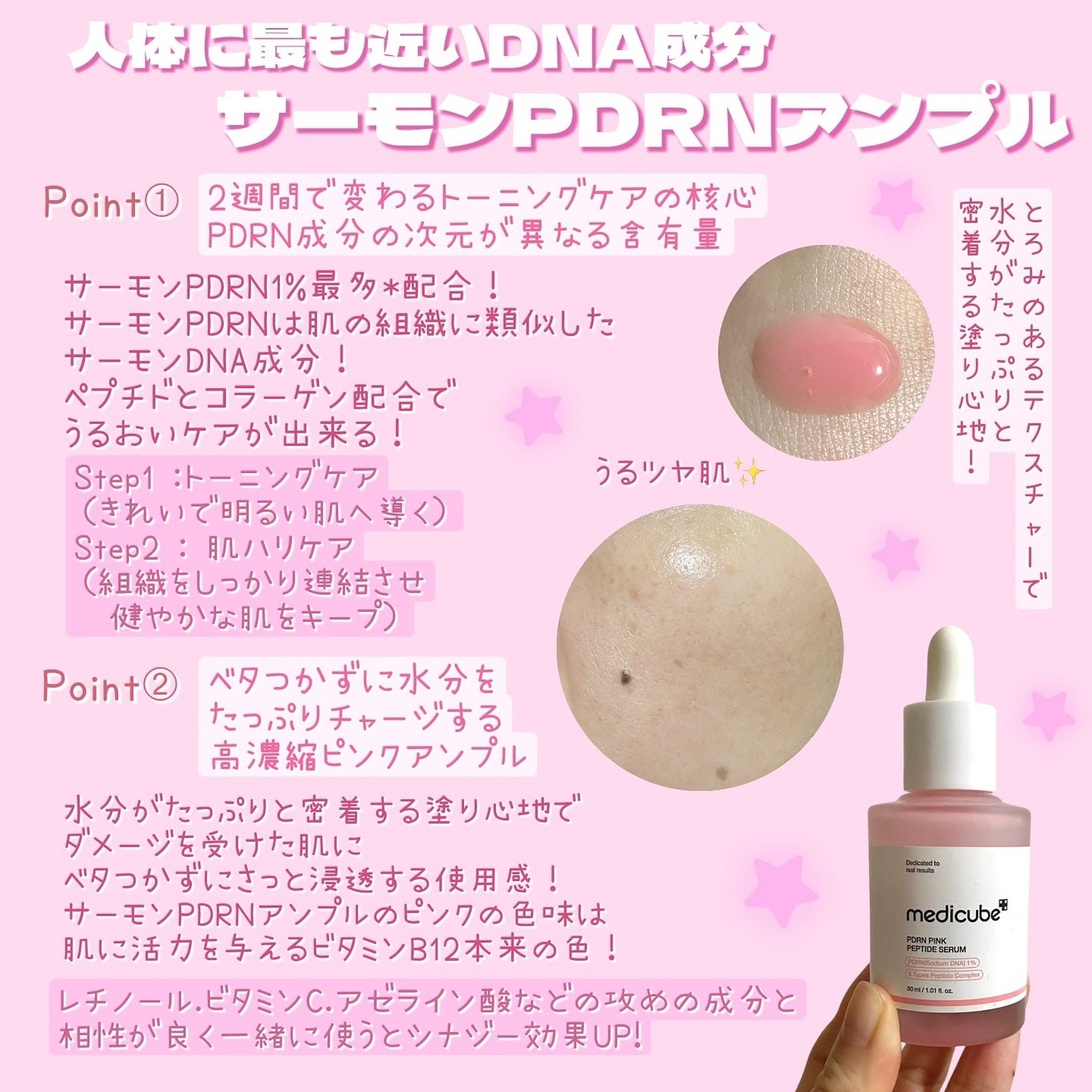 PDRNピンクアンプル PDRN 10,000ppm配合/MEDICUBE/美容液を使ったクチコミ(3枚目)