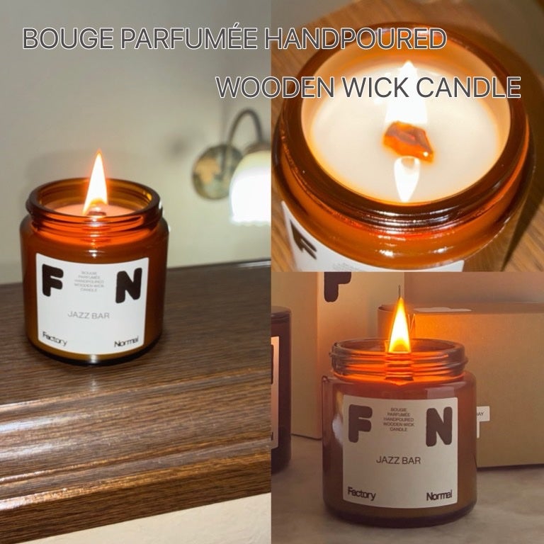 茶色い瓶 ウッド芯 キャンドル - Jazz Bar/Factory Normal/アロマキャンドルを使ったクチコミ(3枚目)