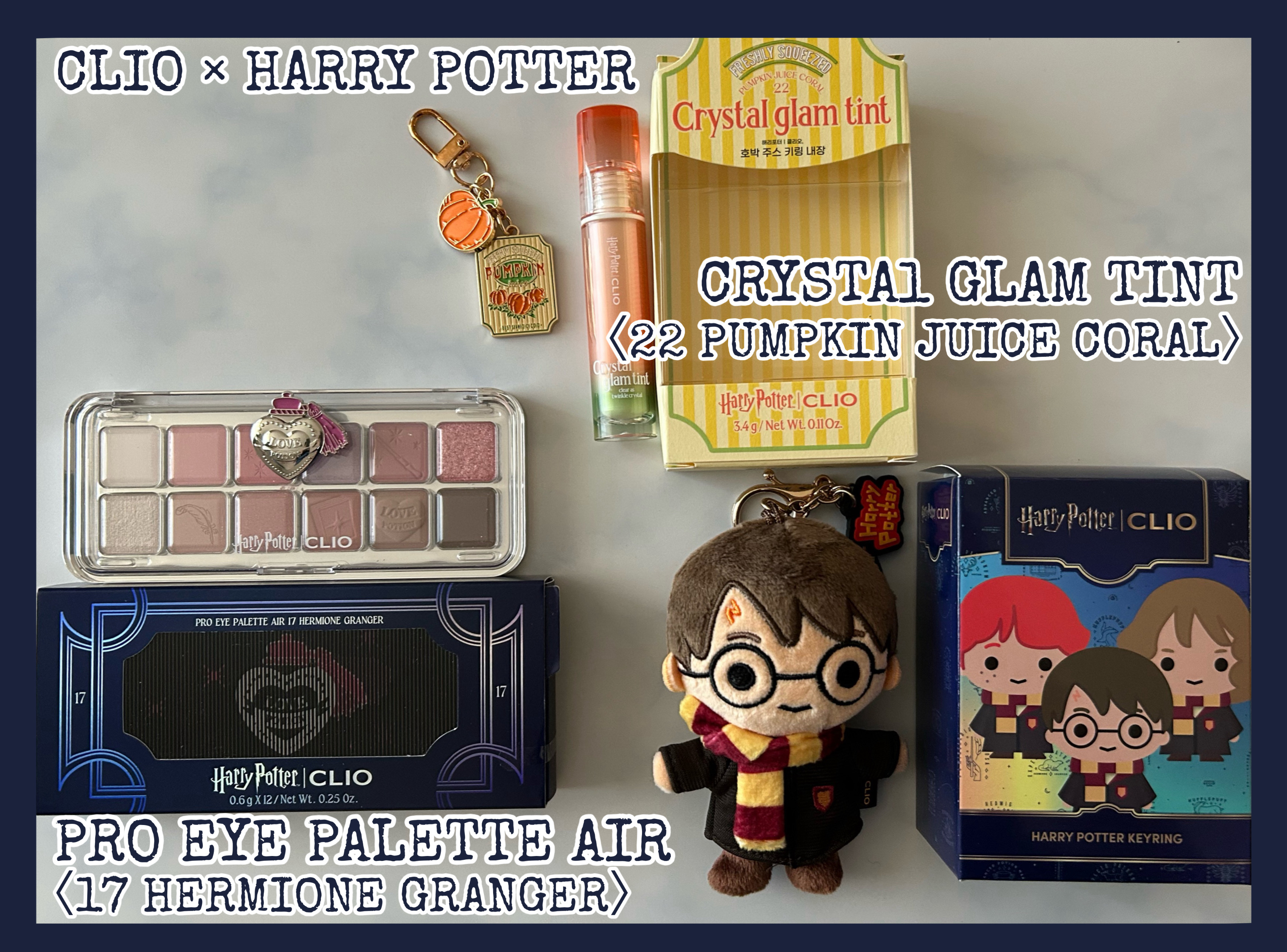 CLIO × HARRY POTTER
PRO EYE PALETTE AIR
〈#17 HERMIONE GRANGER〉
CRYSTAl GLAM TINT
〈#22 PUMPKIN JUICE CORAL〉

パーソナルカラーに合わせ