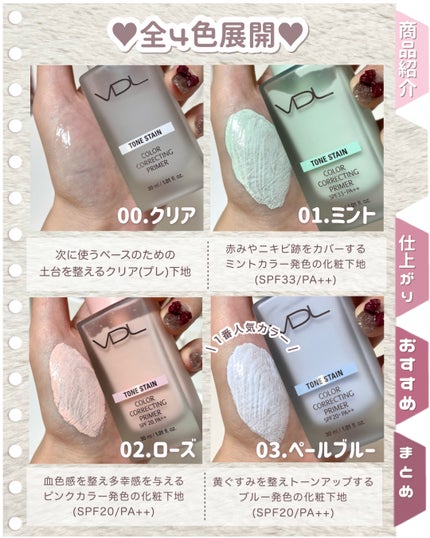 トーンステインカラーコレクティングプライマー/VDL/化粧下地を使ったクチコミ(3枚目)