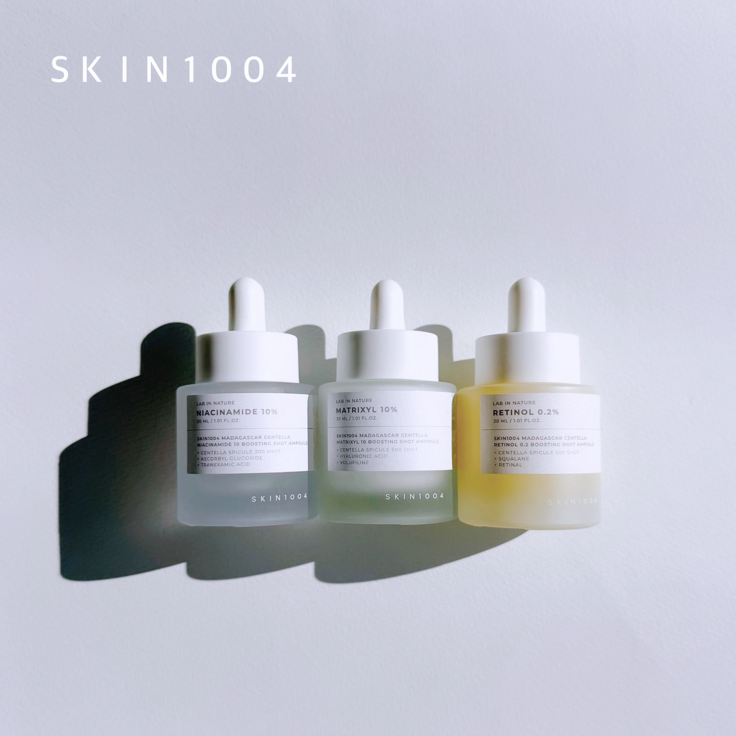 ✴︎SKIN1004✴︎

@skin1004_japan 様よりLABラインのプレミアムアンプル3点をお試しさせていただきました。

ツボクサエキスとパンテノールをたっぷりと配合した純度99%のブースティングショットにそれぞれ肌悩みに応じ