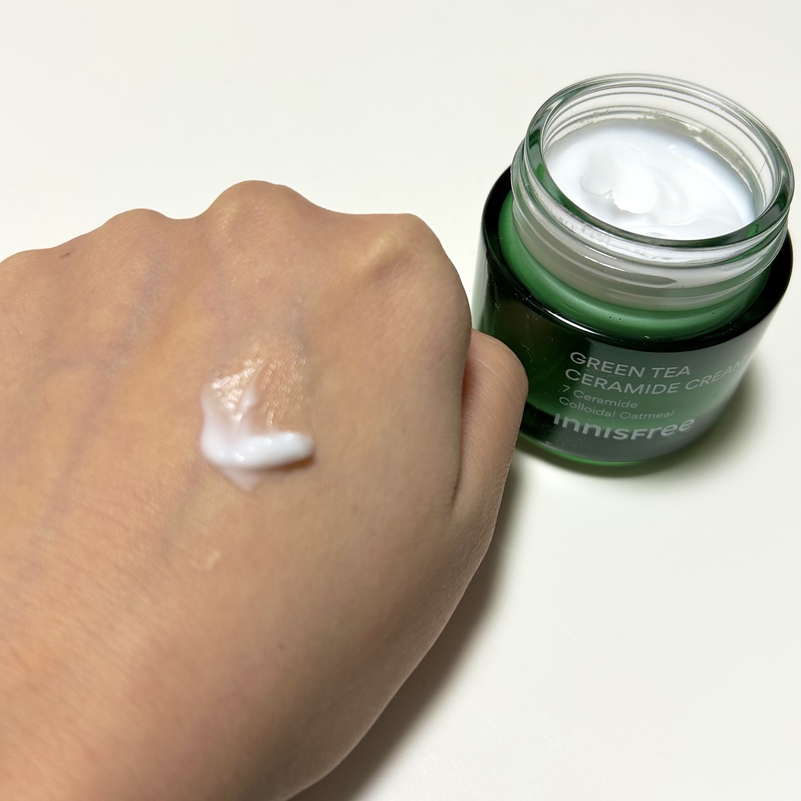 グリーンティー セラミド バリア クリーム​/innisfree/フェイスクリームを使ったクチコミ（3枚目）