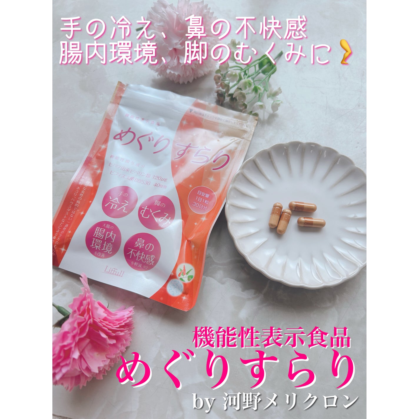 めぐりすらり/河野メリクロン/健康サプリメントを使ったクチコミ(1枚目)