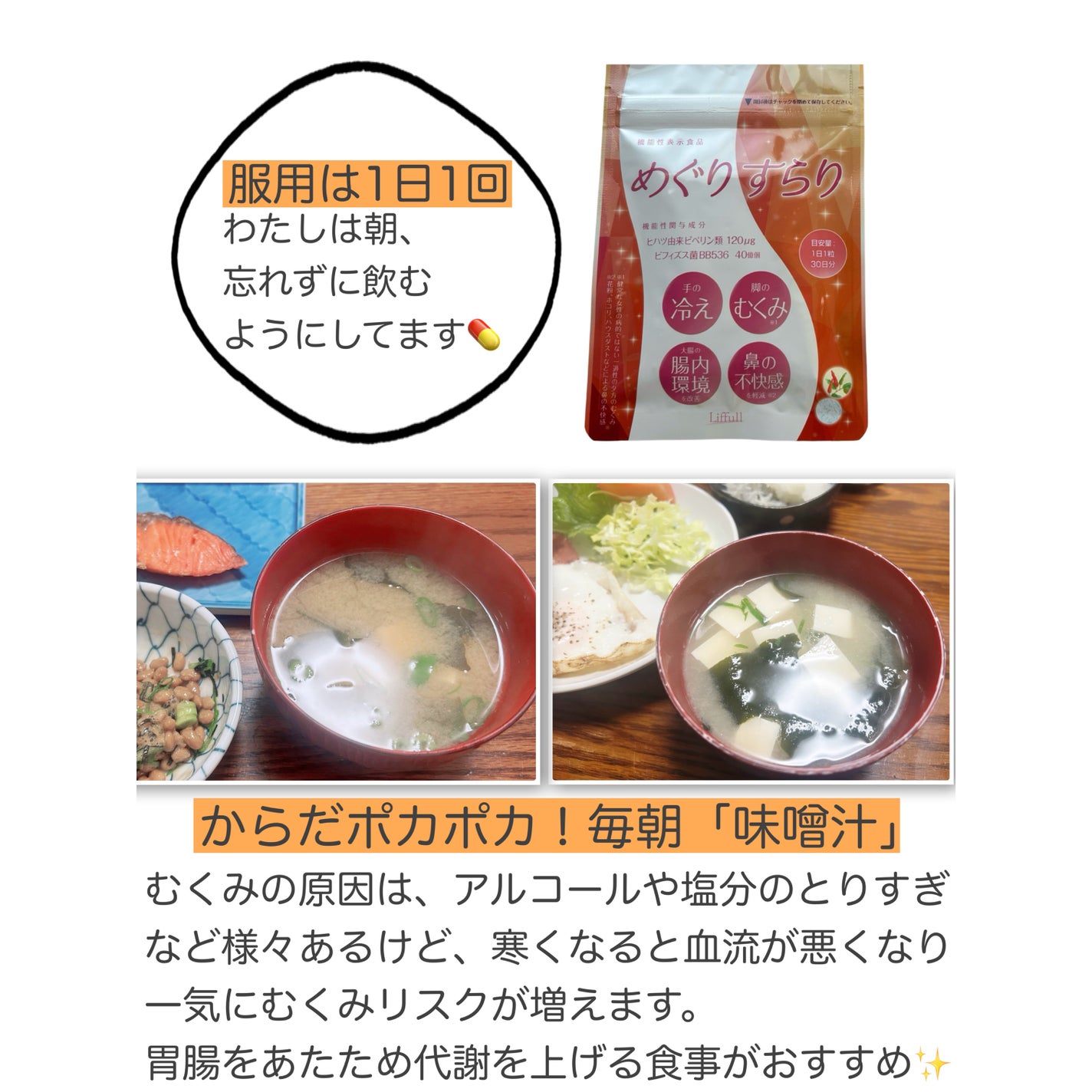 めぐりすらり/河野メリクロン/健康サプリメントを使ったクチコミ(5枚目)