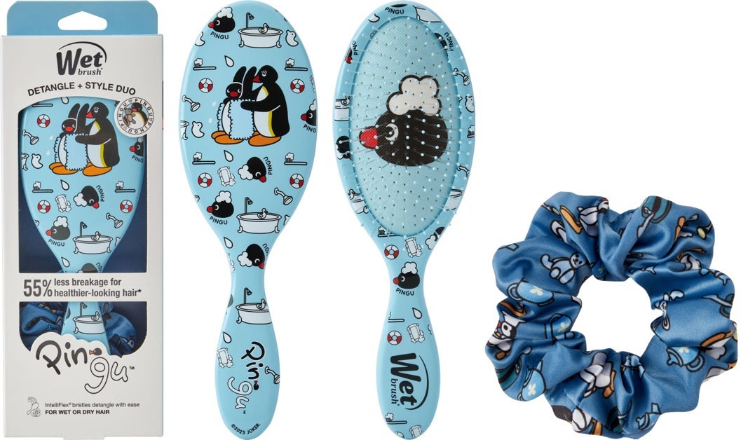 ウェットブラシ ピングー オリジナルディタングラー シュシュ付き ウェットブラシ