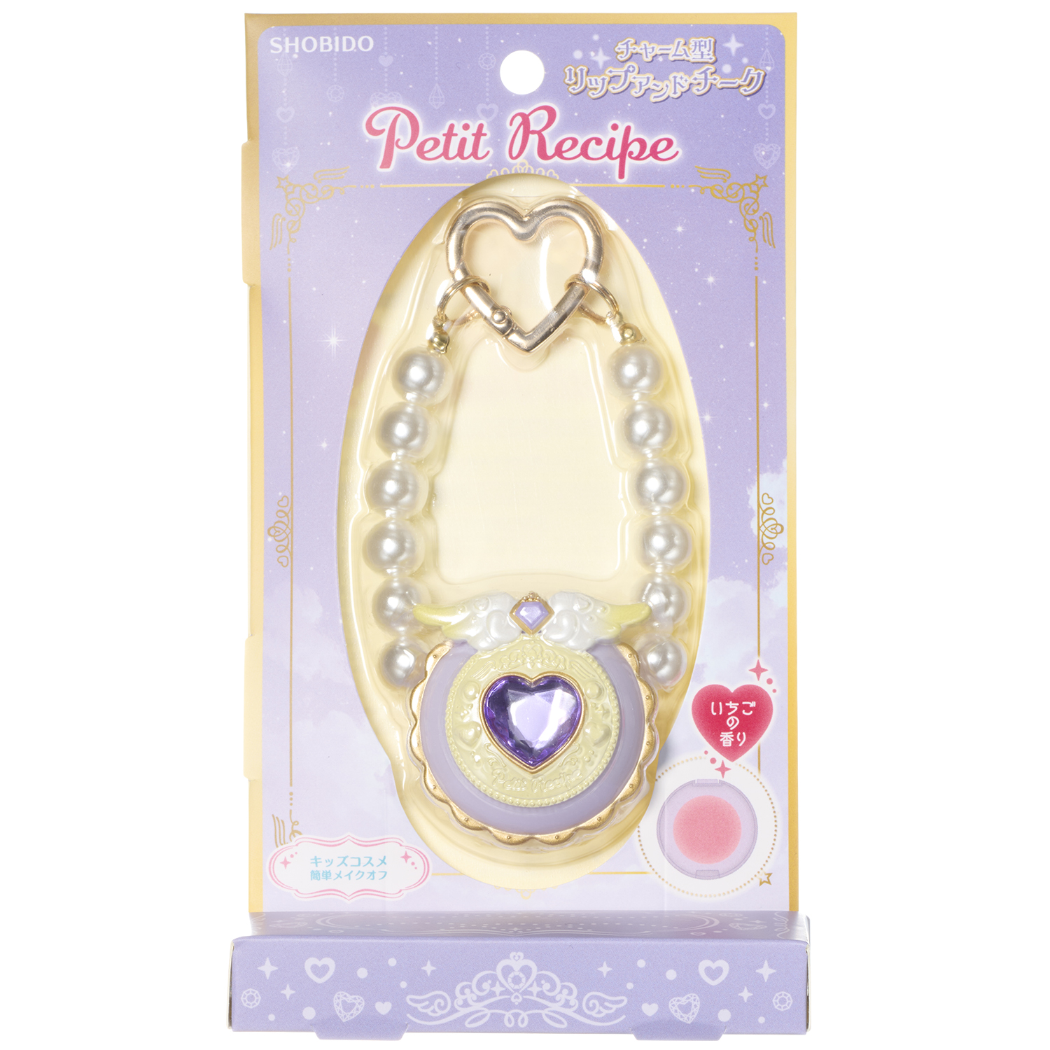 プチレシピ　チャーム型リップ&チーク 〈パープル〉＊ピーチの香り