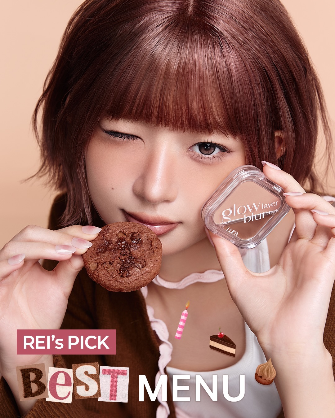 【🐹𝐑𝐄𝐈’𝐬 𝐁𝐀𝐊𝐄 𝐒𝐇𝐎𝐏🍰】

𝘽𝙀𝙎𝙏 𝙈𝙀𝙉𝙐2️⃣
#NEW グローレイヤーブラーチーク FWカラー🤎 

ふわふわのブラーパウダーと
シルバー＆ゴールドパールが散りばめられたグ