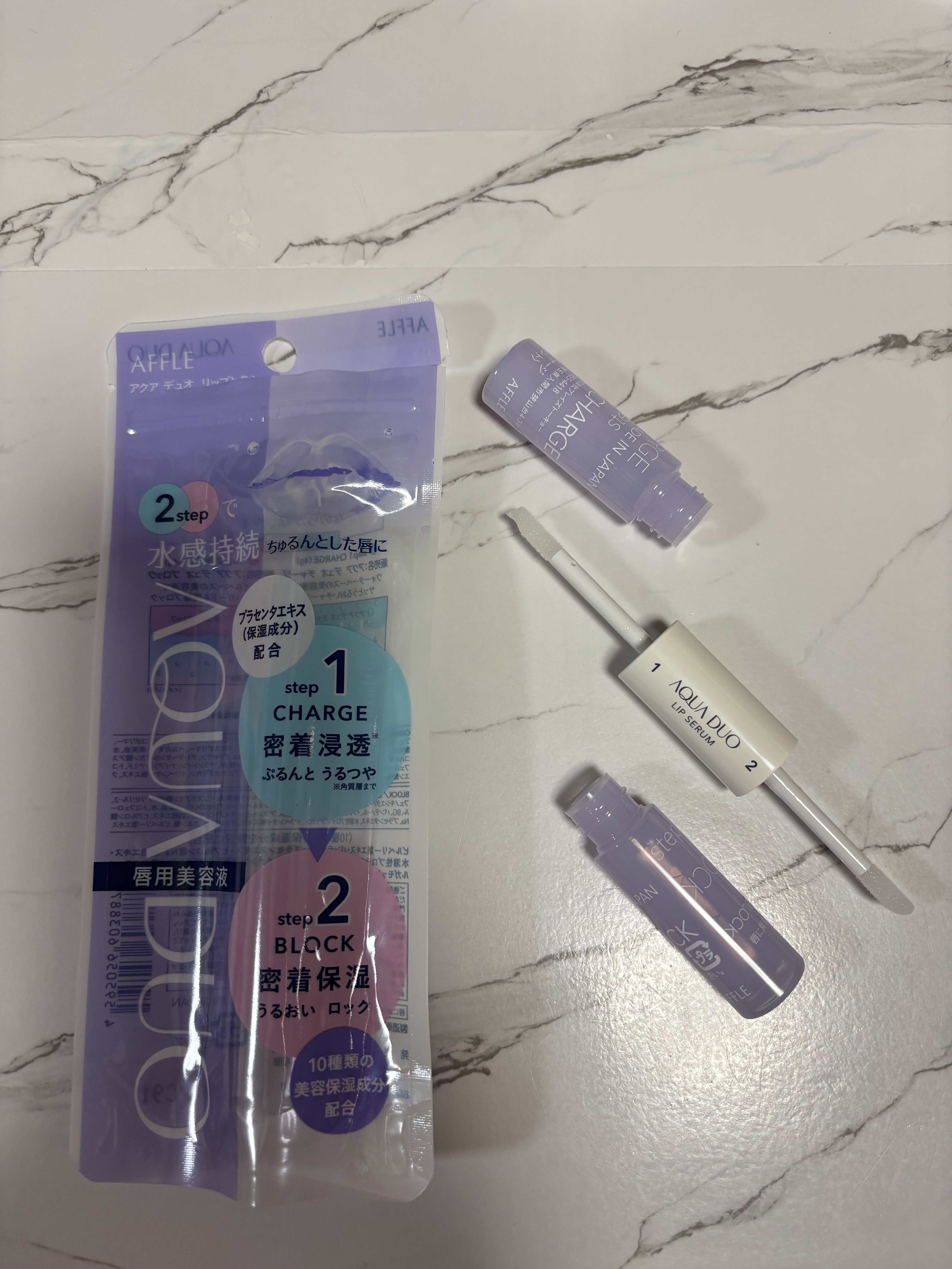 AFFLE アクアデュオ リップセラムのクチコミ「AFFLE AQUADUO LIP SERUM

2STEPで「補う→守る」ケアができるリップ.....」（1枚目）