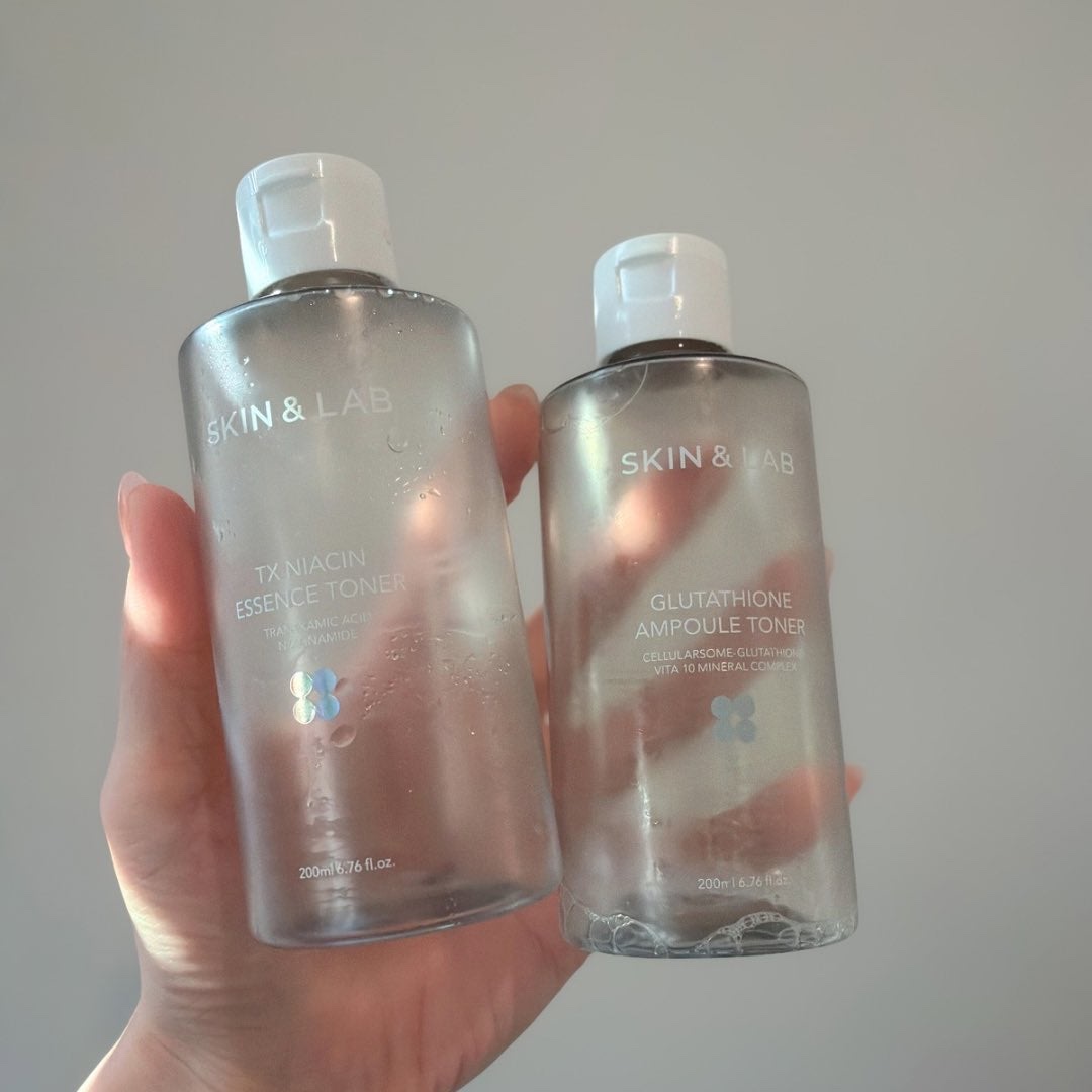 スキンアンドラブのWトナー使い切り！
くすみが気になる時に使ってた

どっちも保湿感◯、個人的にグルタチオン使うと翌朝お肌の調子良いし透明感が出るのを感じるから好き！

グルタチオン特有の香りはもう慣れて気にならなくなった😚

提供品です