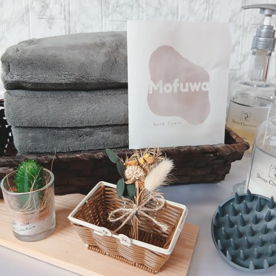 マーメイド🩷 on LIPS 「・・Mofuwaふわふわバスタオル4枚セットダークグレー110..」(7枚目)