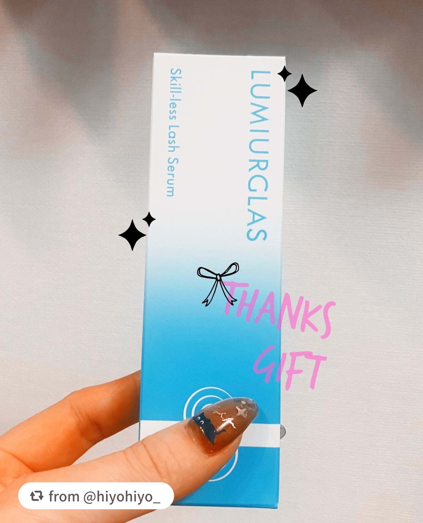 【hiyohiyo_さんから引用】

“＼( 'ω')／

#PR #LUMIURGLAS #LIPSプレゼント #ルミアグラス #まつ毛美容液 #スキルレスラッシュセラム

LIPSさんのプレゼント🎁企画にて当選しました！ありがとうござ