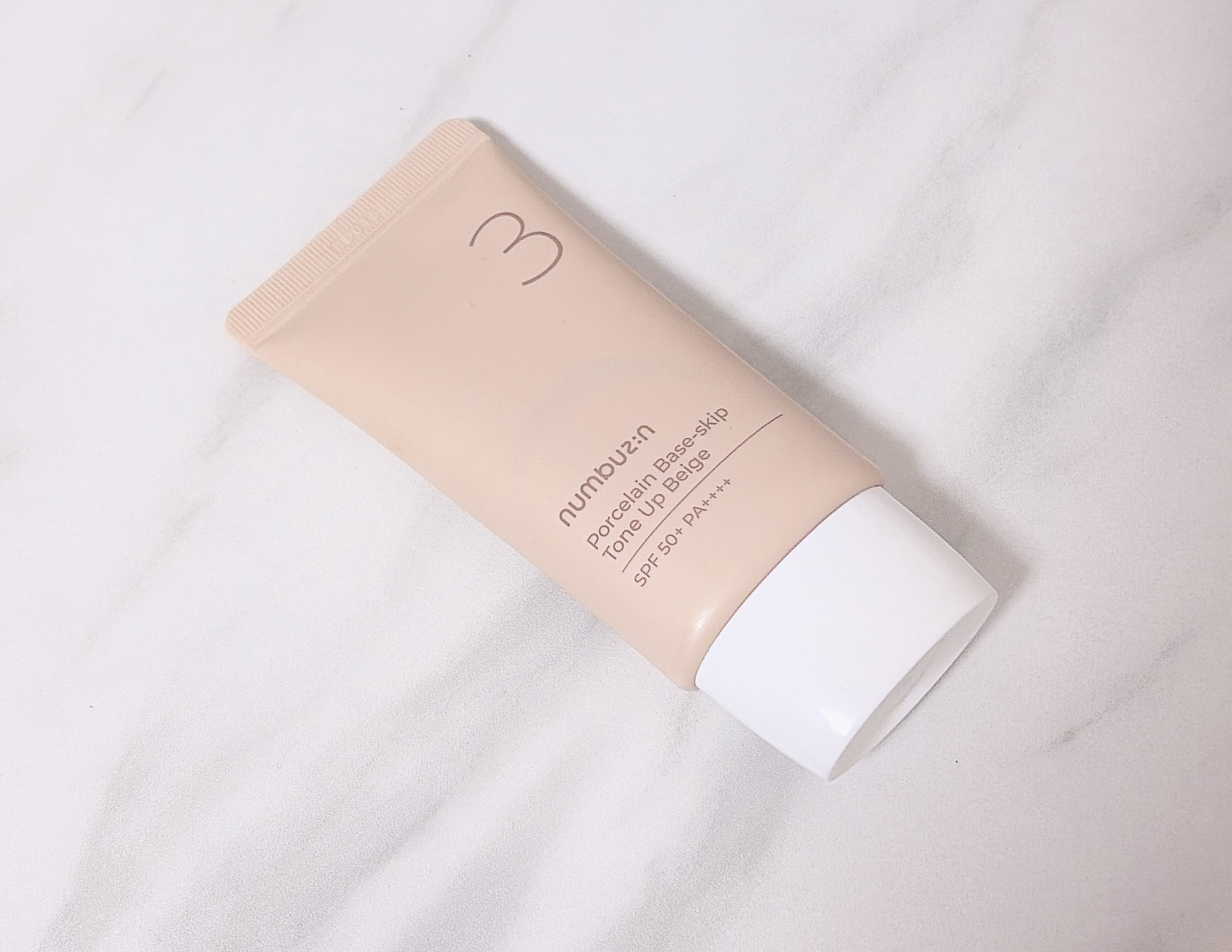 3番 ノーファンデ陶器肌トーンアップクリーム/numbuzin/化粧下地を使ったクチコミ（1枚目）