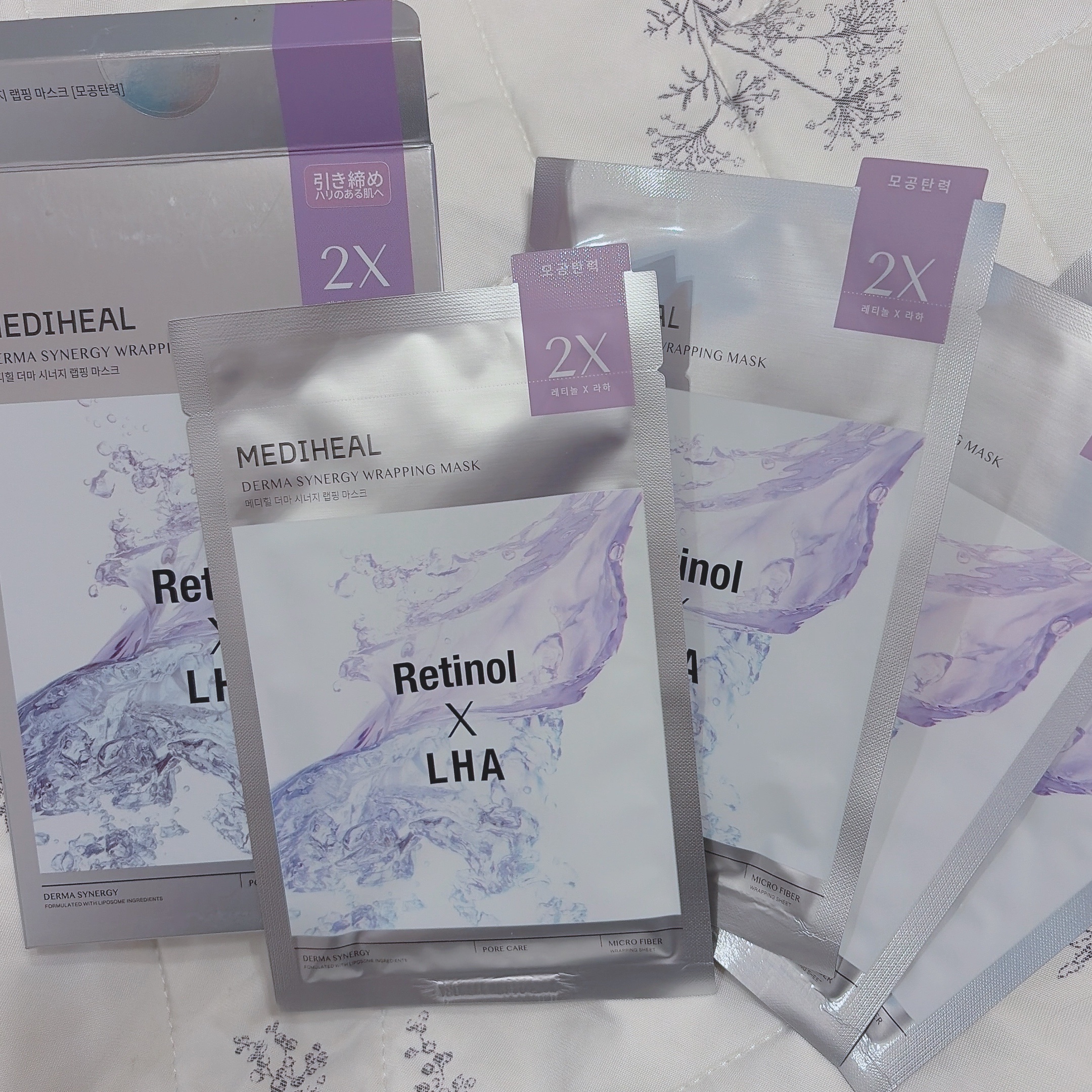 MEDIHEAL ダーマシナジーラッピングマスク毛穴ハリ（レチノール×LHA）のクチコミ「MEDIHEAL
レチノール×LHA


レチノールのパックは初めて使ってみたけどa反応は起こ.....」（1枚目）