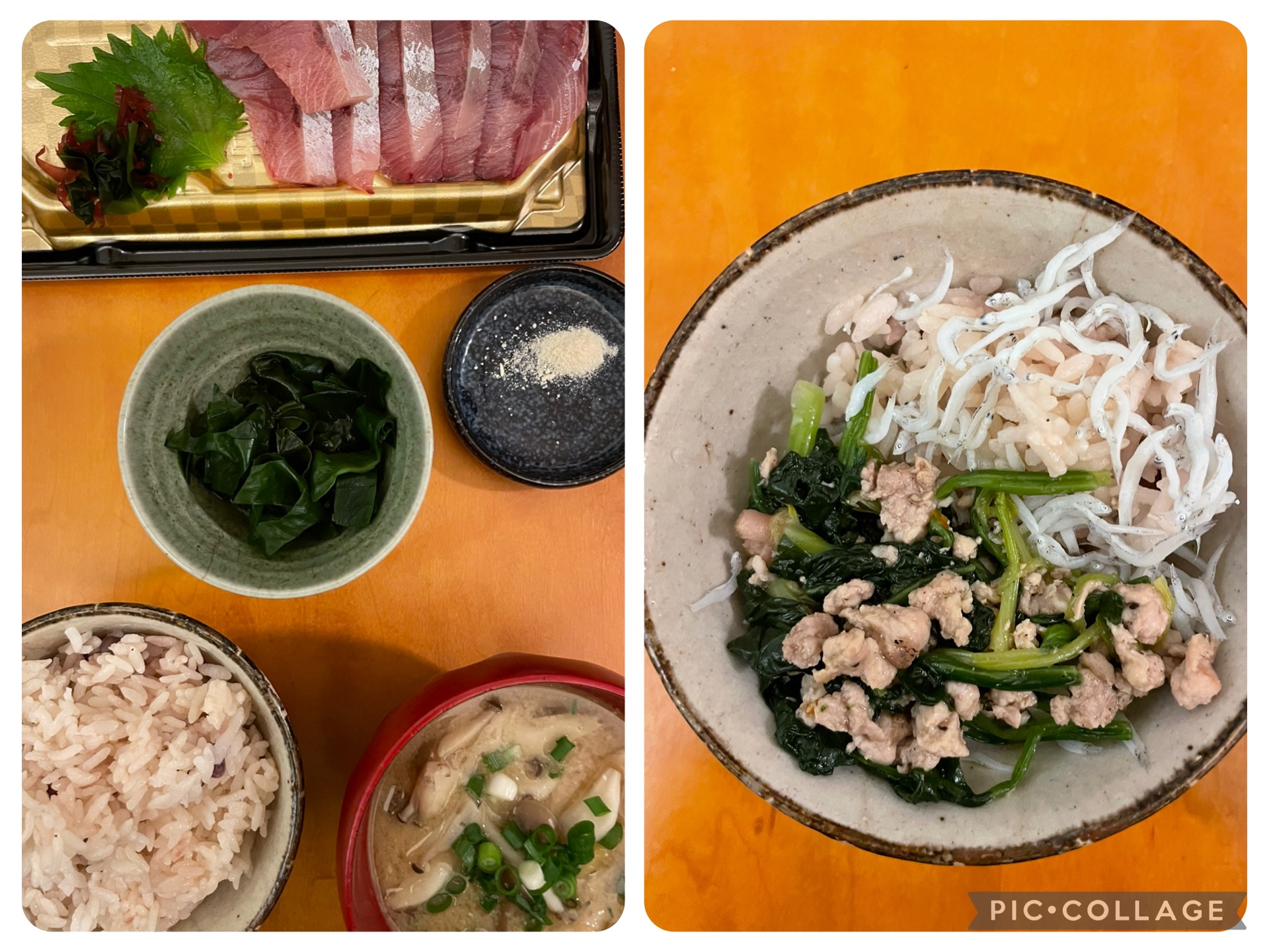 美肌への道

健康も美容も
体に入れて出すのは食べ物と空気。
まわりの人間関係も精神的なものには
影響するかとは思いますが、、、

今日はこんな献立でした。

ご飯　小豆入り
しらす
ほうれん草の炒め物
　精製植物油を使わないので
　豚肉の