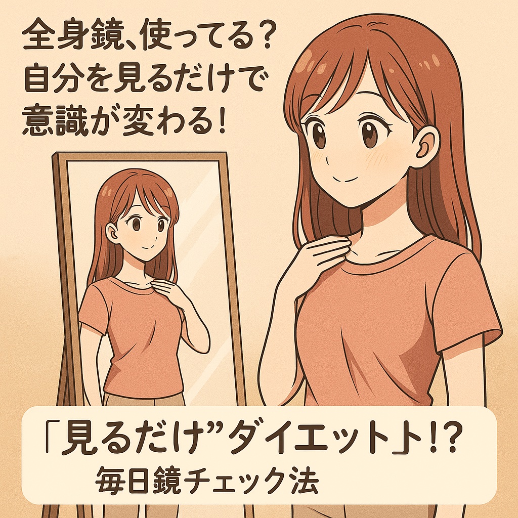 最近取り入れてよかった習慣が
**「朝と夜に全身鏡をチラ見するだけルーティン」**🪞✨

これ、ダイエット目的というより
“自分の姿を客観的に見るクセをつける”のがポイント💡


✔︎やっていること

① 朝：姿勢だけチェック
・肩が上