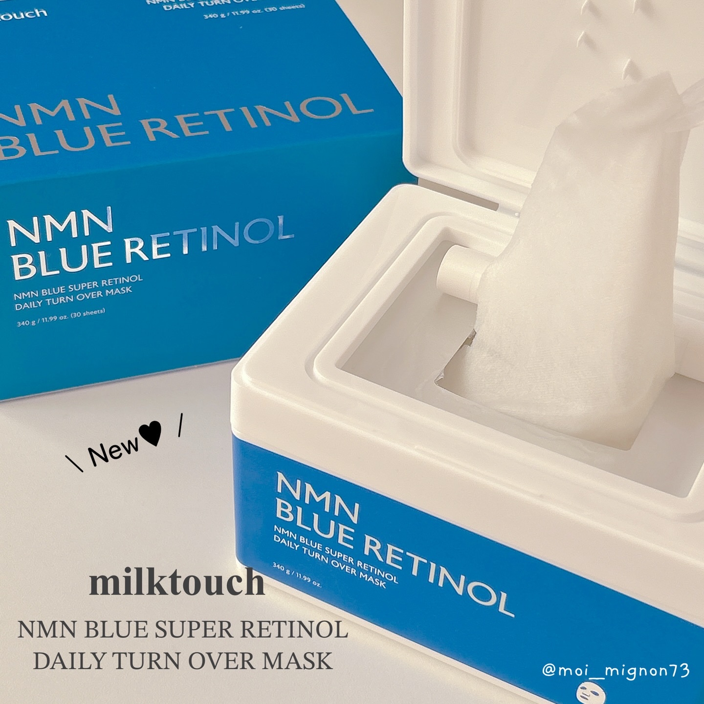Milk Touch NMNブルースーパーレチノールデイリーターンオーバーマスクのクチコミ「...♪*ﾟ
⁡
🔖ㅣ𝐍𝐌𝐍 𝐁𝐋𝐔𝐄 𝐒𝐔𝐏𝐄𝐑 𝐑𝐄𝐓𝐈𝐍𝐎𝐋 𝐃𝐀𝐈𝐋𝐘 𝐓𝐔𝐑𝐍 𝐎𝐕.....」（1枚目）
