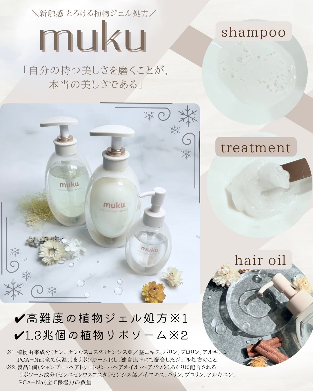 ムク+　モイスト　アミノジェル　ヘアオイル/muku+/ヘアオイルを使ったクチコミ（2枚目）